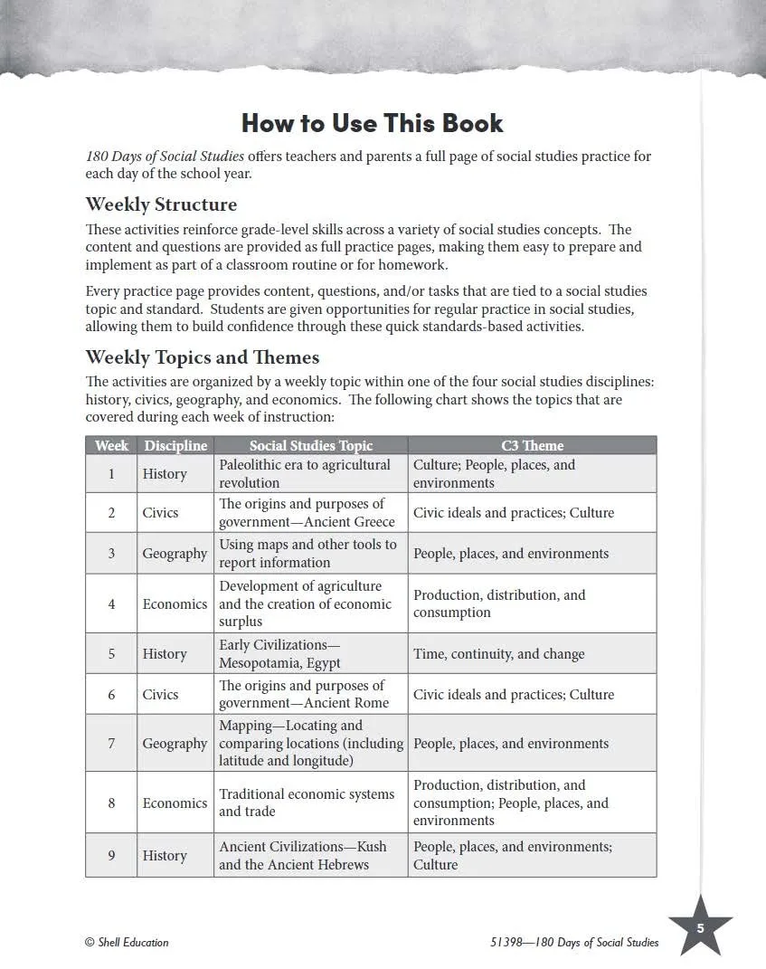 180 Days™: Social Studies, Civics for 6th Grade Practice Workbook for Classroom and Home