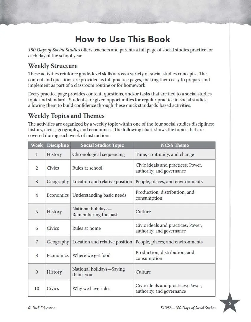 180 Days: Social Studies, Early Elementary Social Studies for Kindergarten Practice Workbook for Classroom and Home