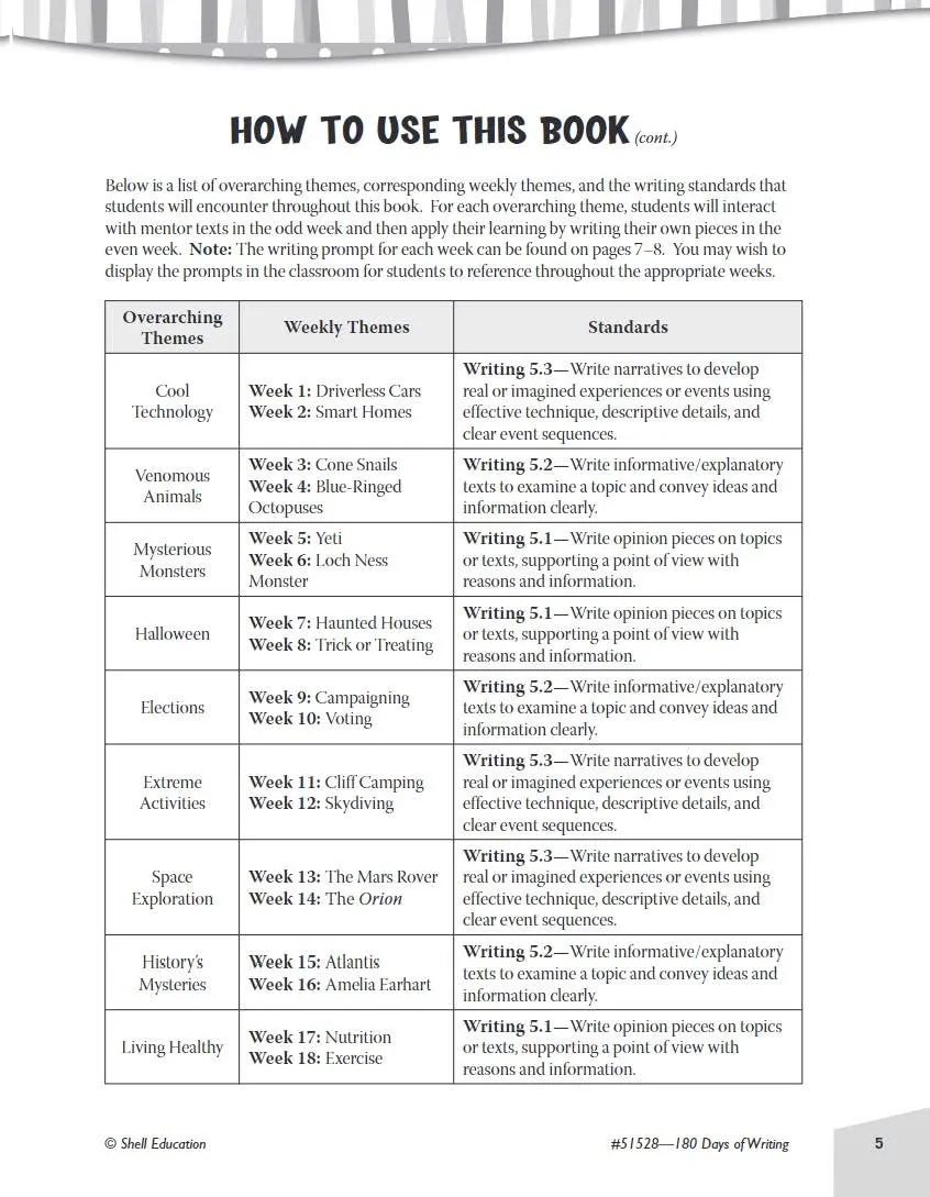 180 Days of Writing for Fifth Grade - An Easy-to-Use Fifth Grade Writing Workbook to Practice and Improve Writing Skills