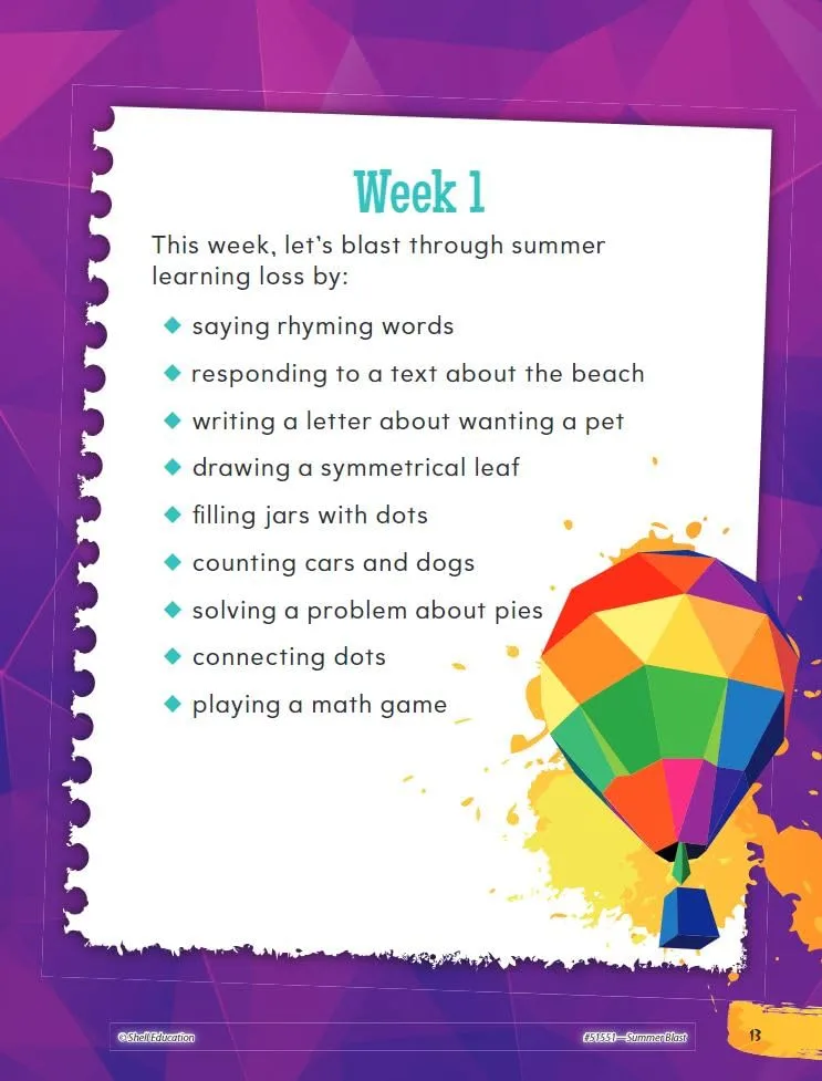 Summer Blast: Getting Ready for First Grade – Full-Color Workbook for Kids Ages 5-7 - Reading, Writing, Art