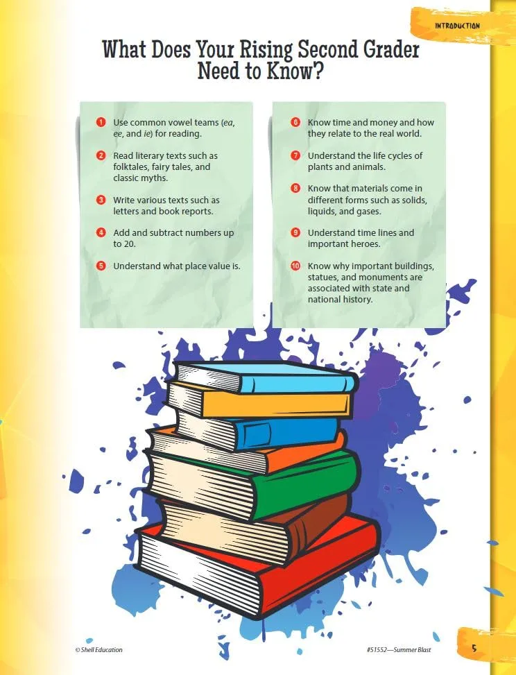 Summer Blast: Getting Ready for Second Grade – Full-Color Workbook for Kids Ages 6-8 - Reading, Writing, Art