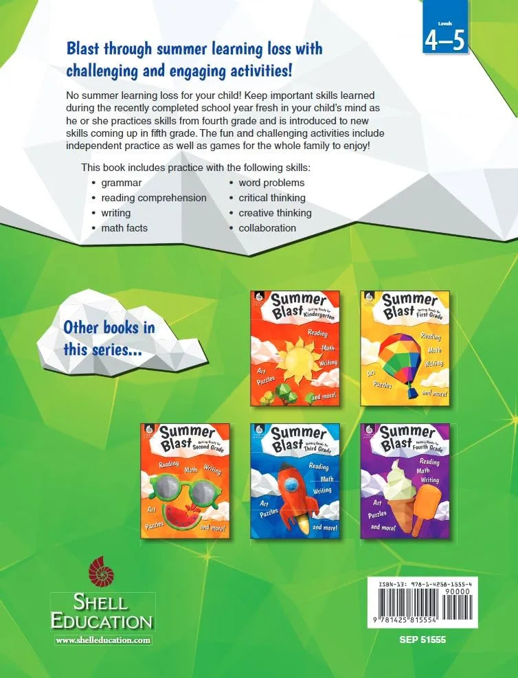 Summer Blast: Getting Ready for Fifth Grade – Full-Color Workbook for Kids Ages 9-11 - Reading, Writing, Art