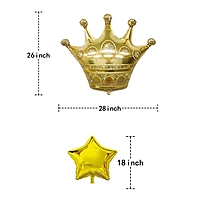 Shiny Crown Theme Foil balloons - 5 Pcs. Set