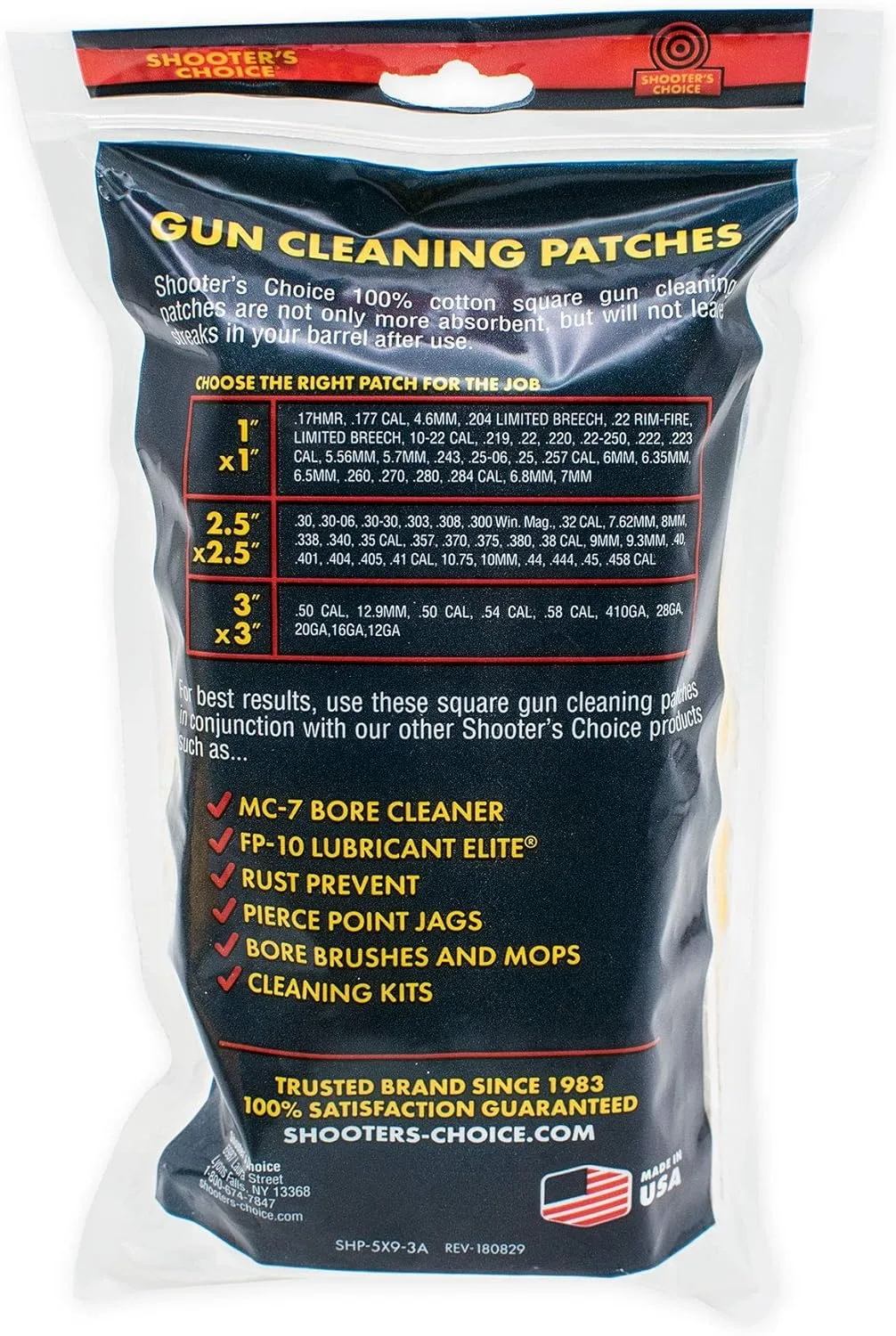 Shooter's Choice 100% Cotton Square Gun Cleaning Patches