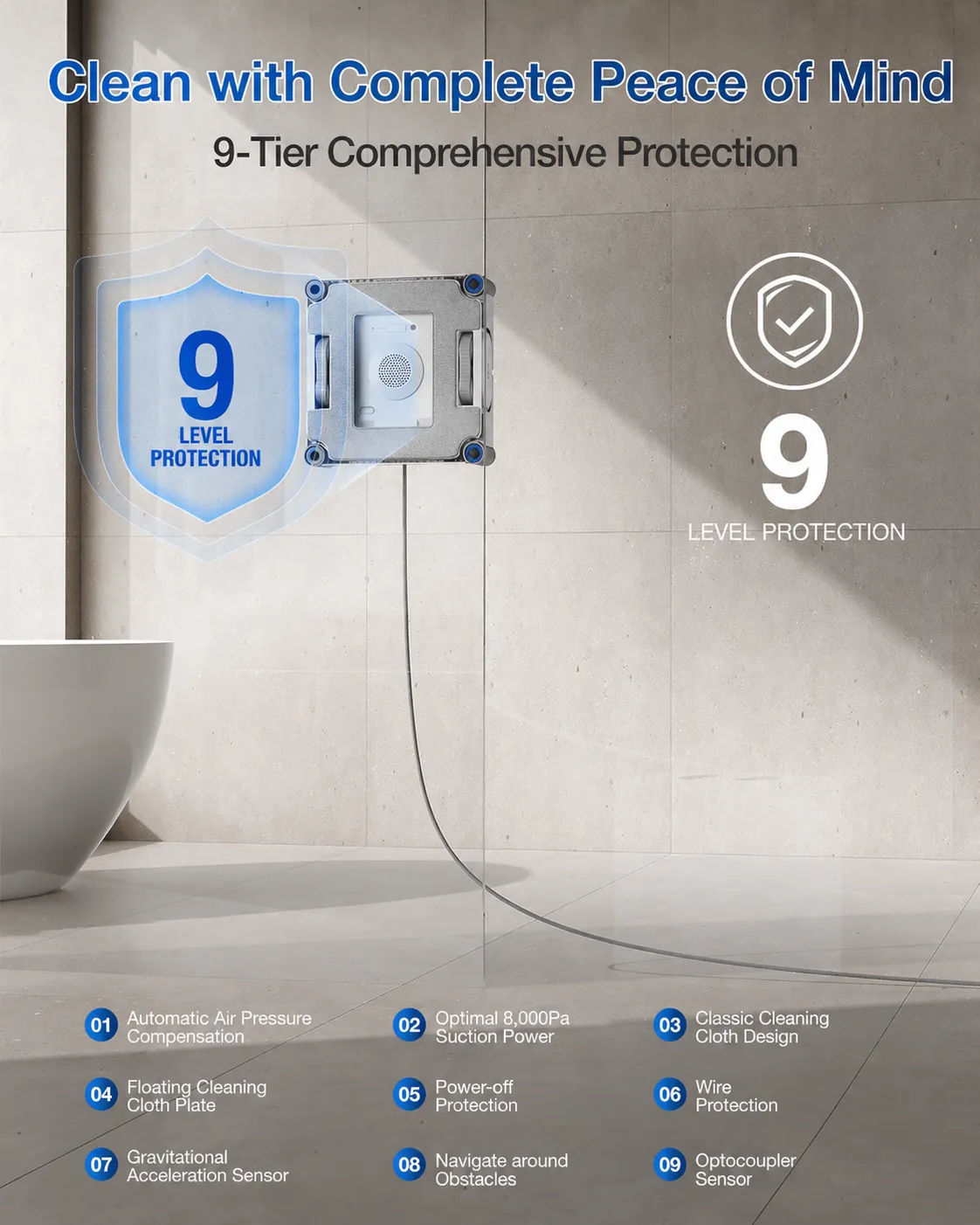 ECOVACS WINBOT W2S Smart Window Cleaner - 8000Pa Suction, 110 min Runtime