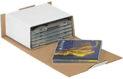 Shoplet Select / Partners Brand White Corrugated DVD Mailers, 7 5/8in x 5 7/16in x 3 9/16in, Pack Of 50