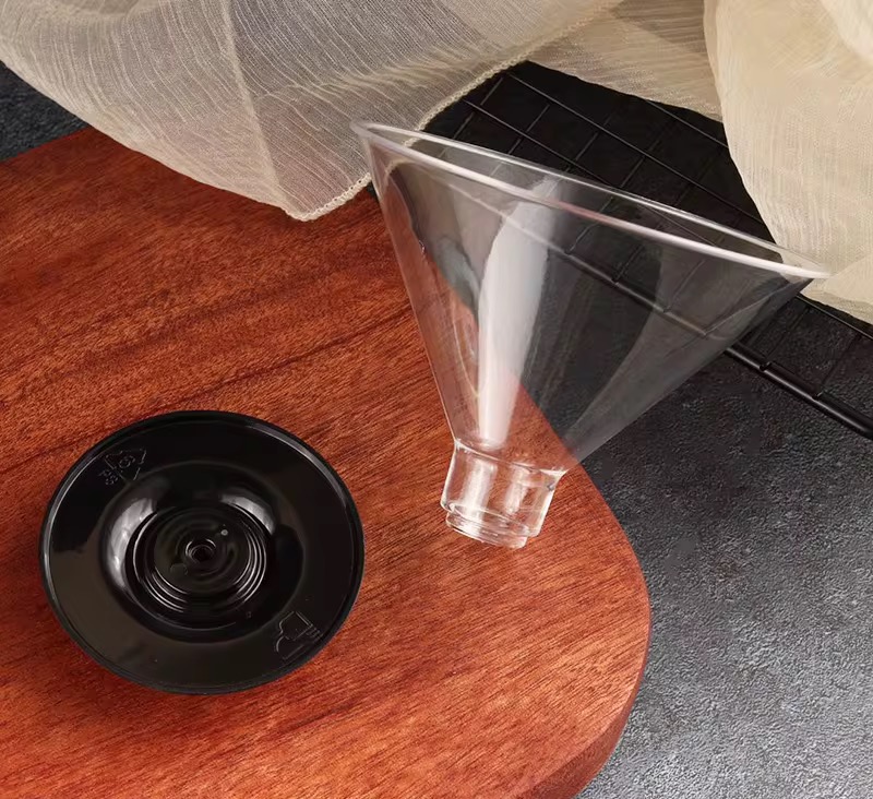 150ML SHORT MOUSSE ACRYLIC DESSERT CUP WITH BLACK BASE