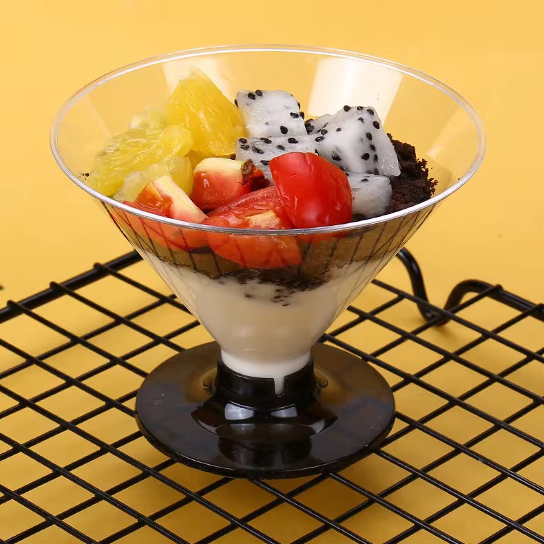 150ML SHORT MOUSSE ACRYLIC DESSERT CUP WITH BLACK BASE
