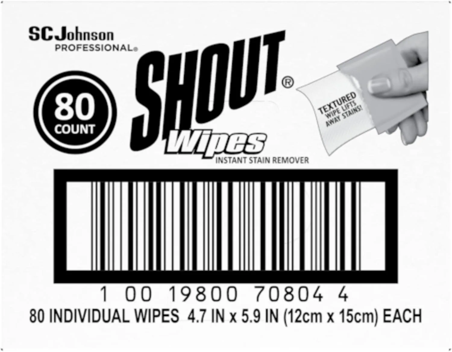 Shout Instant Stain Remover Towelette Wipes (80 count) 80 Count (Pack of 1)