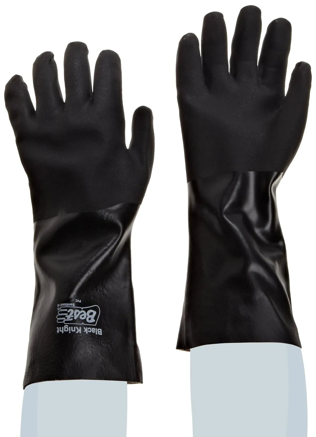 SHOWA 7714 PVC Chemical Resistant Safety Glove with Cotton Jersey Liner and Rough Grip, 14" Length, Large (12 Pair)