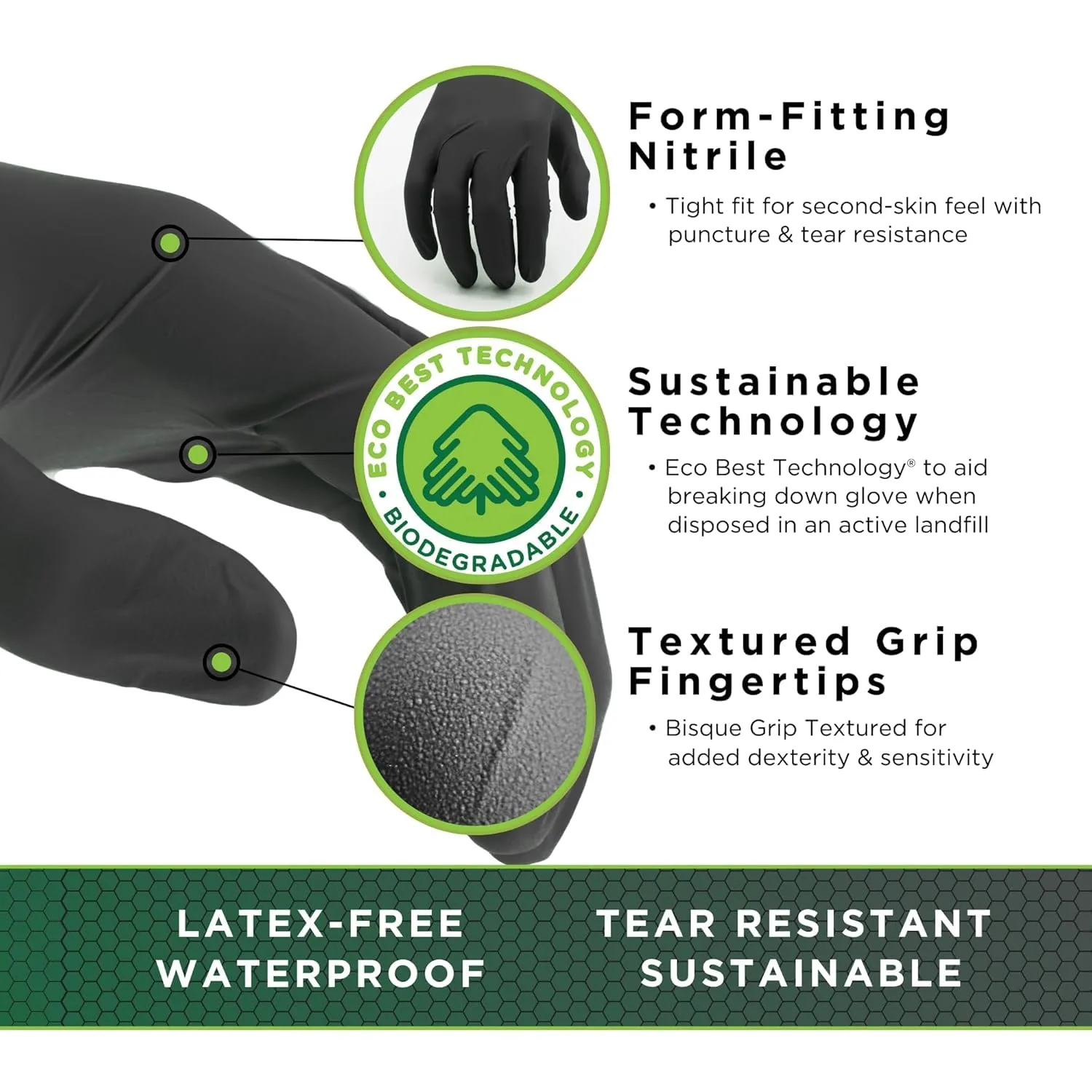 SHOWA 9700PF Sustainable EBT Nitrile Disposable Safety Gloves, 6 mil, 11"