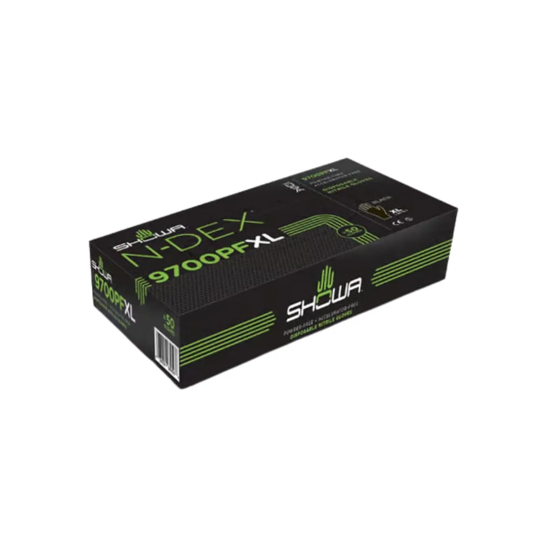 SHOWA 9700PF Sustainable EBT Nitrile Disposable Safety Gloves, 6 mil, 11"