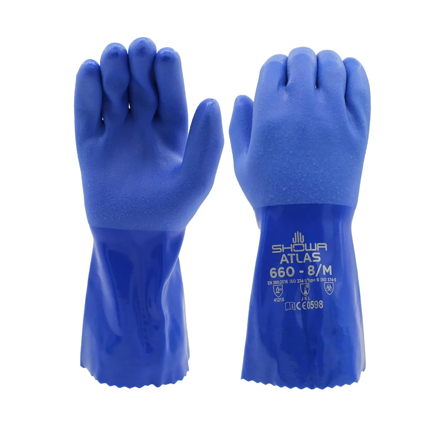 SHOWA Atlas 660 Triple-Dipped PVC Chemical-Resistant Safety Gloves, 12-inch Length