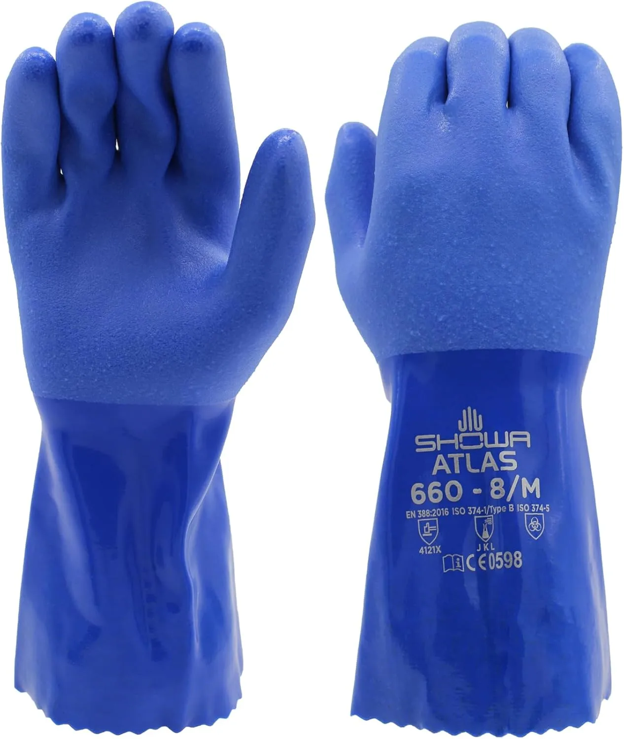 SHOWA Atlas 660 Triple-Dipped PVC Chemical-Resistant Safety Gloves, 12-inch Length