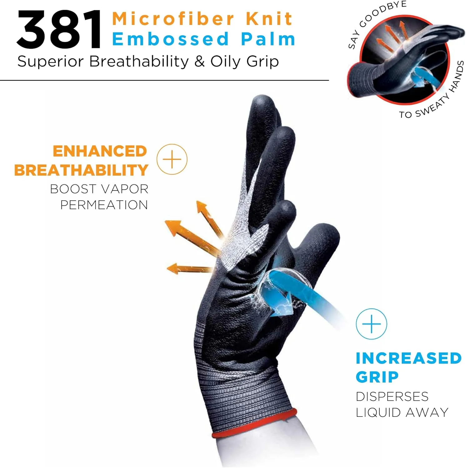 SHOWA MFT PRO 381 Foam Nitrile Palm Coated General Purpose Work Glove with Microfiber Liner X-Large Bulk Pack (12 Pair)