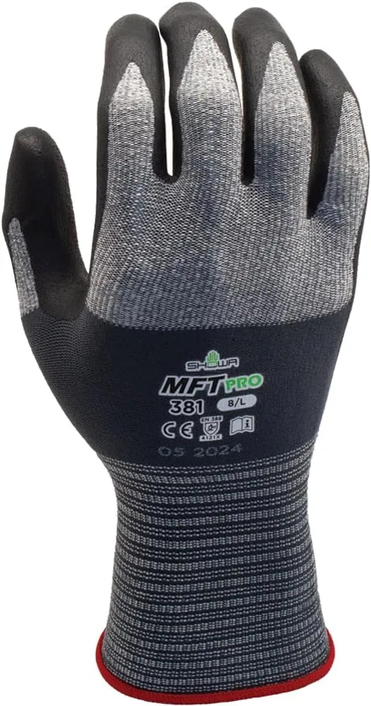 SHOWA MFT PRO 381 Foam Nitrile Palm Coated General Purpose Work Glove with Microfiber Liner X-Large Bulk Pack (12 Pair)