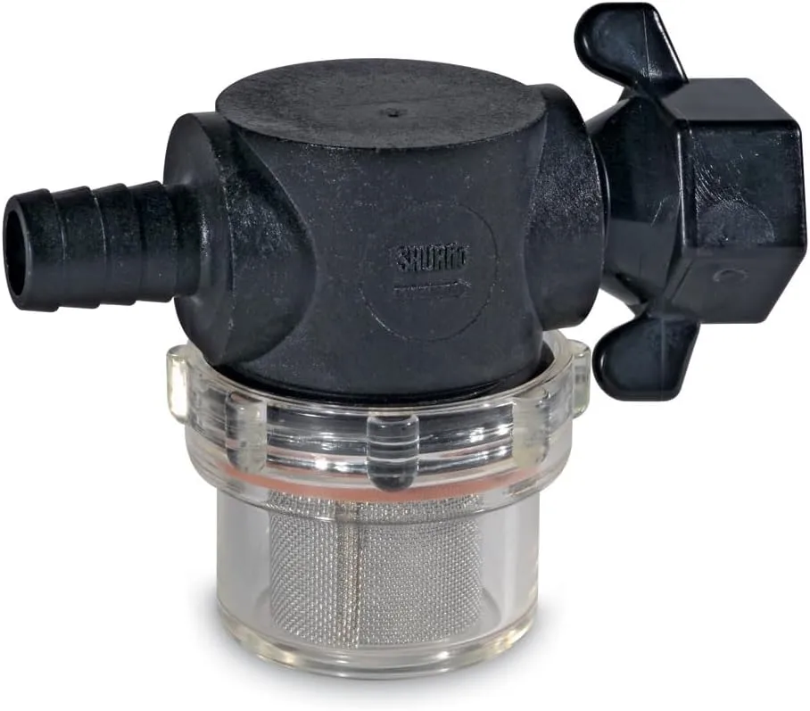 Shurflo by Pentair Swivel Nut Strainer - 1/2" Barb Inlet - Clear Bowl