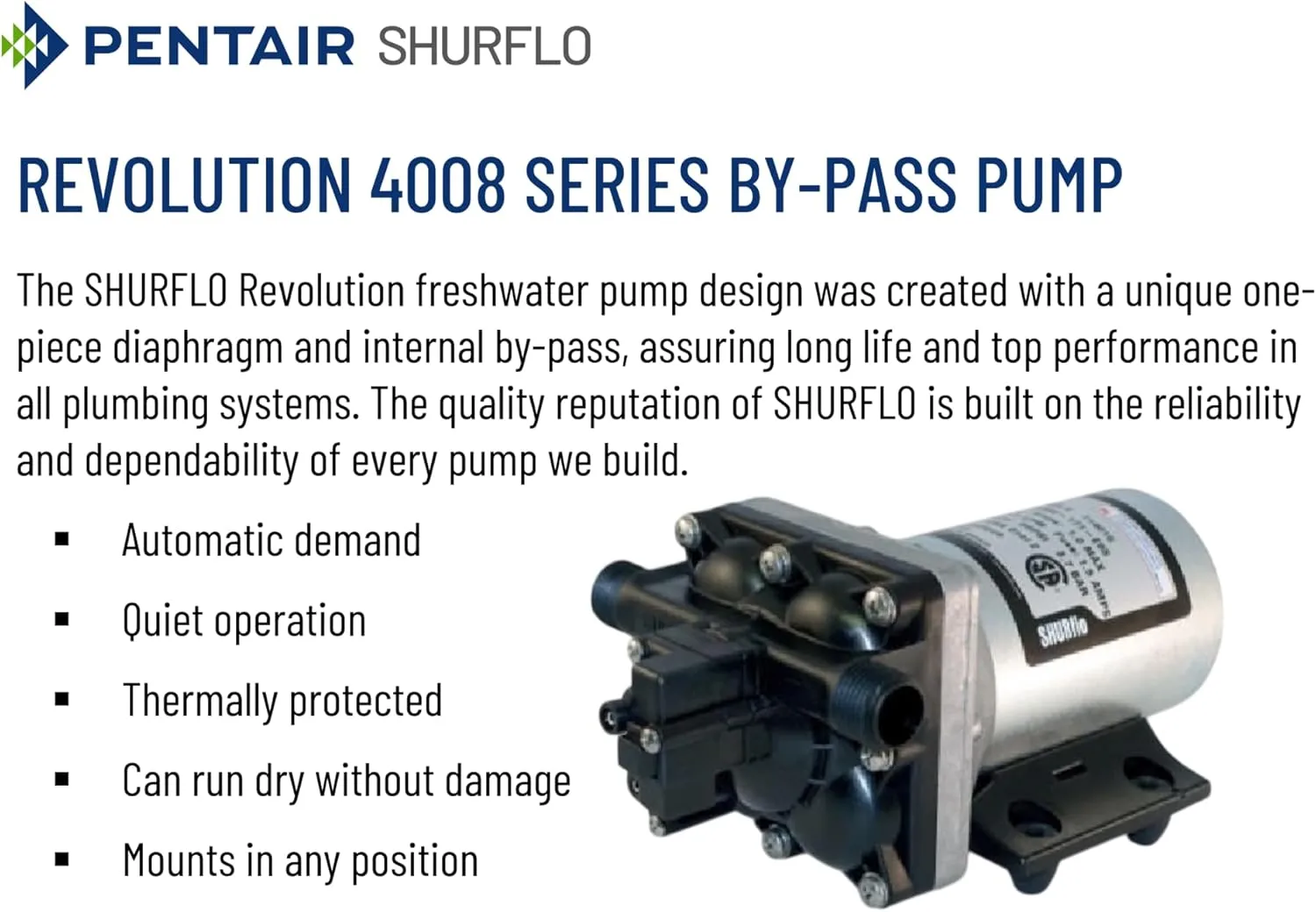 PENTAIR SHURFLO 4008-171-E65 115V 3GPM Revolution Pump