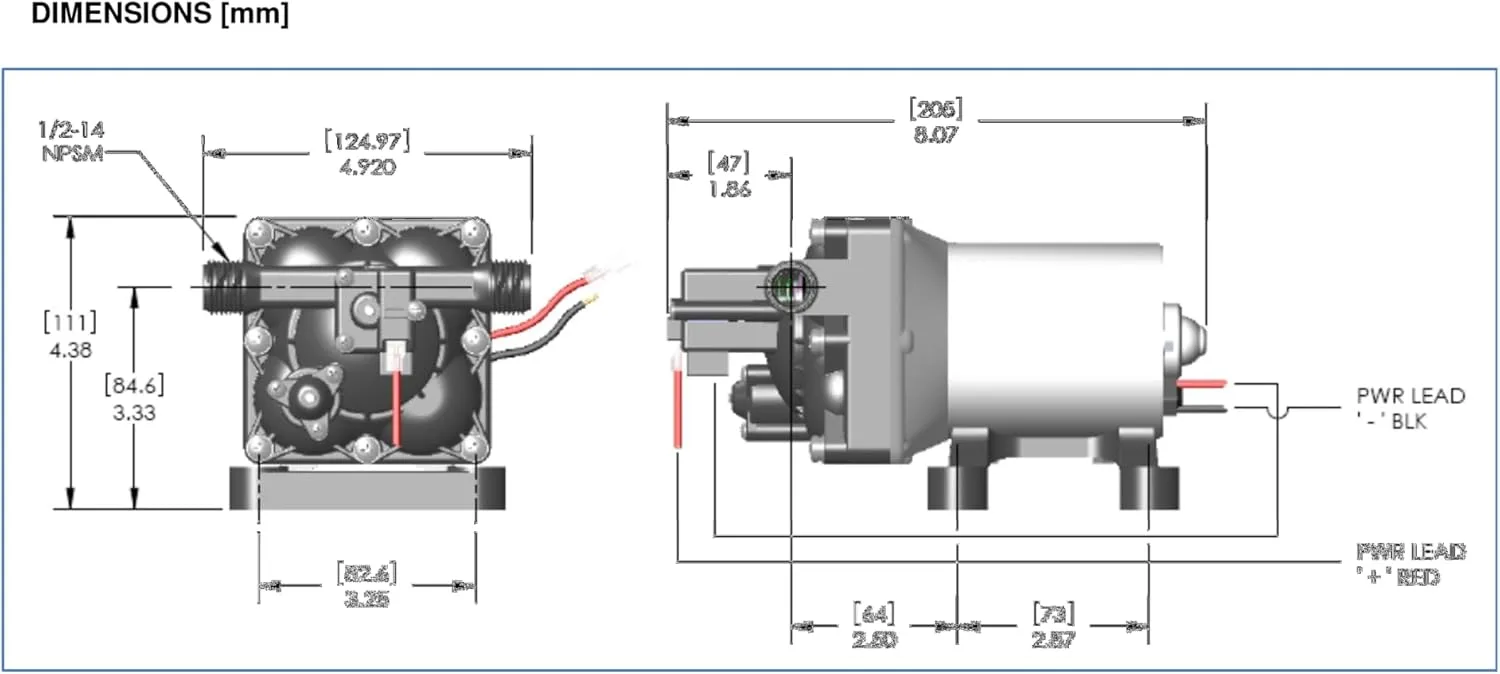 PENTAIR SHURFLO 4028-100-E54 12V Revolution Water Pump, 2.3 GPM, 50 PSI