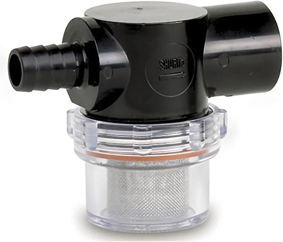 Shurflo by Pentair Twist-On Water Strainer - 1/2" Barb Inlet - Clear Bowl