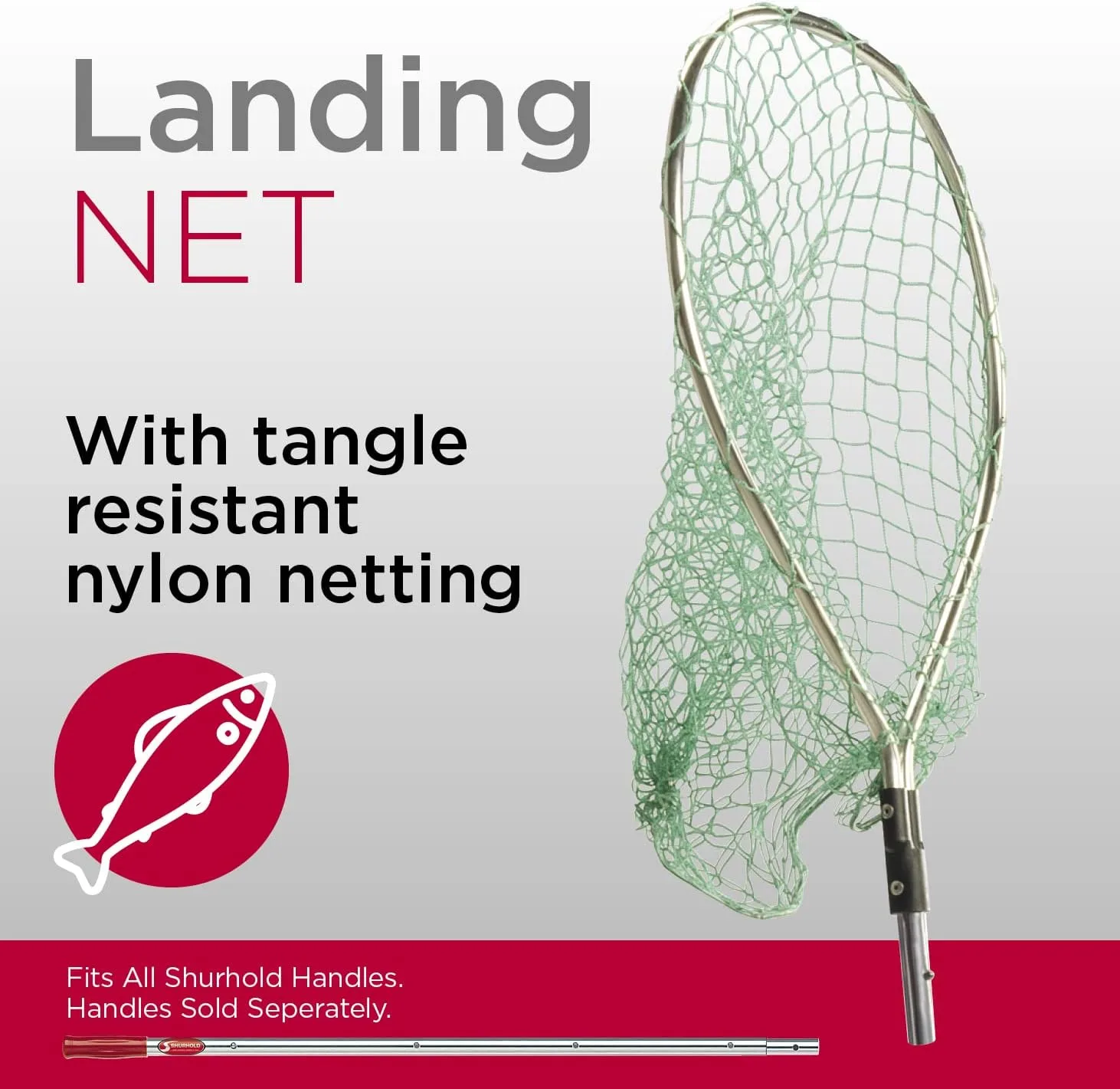 Shurhold 1820 17" x 20" x 30" Pear Shape Landing Net Red