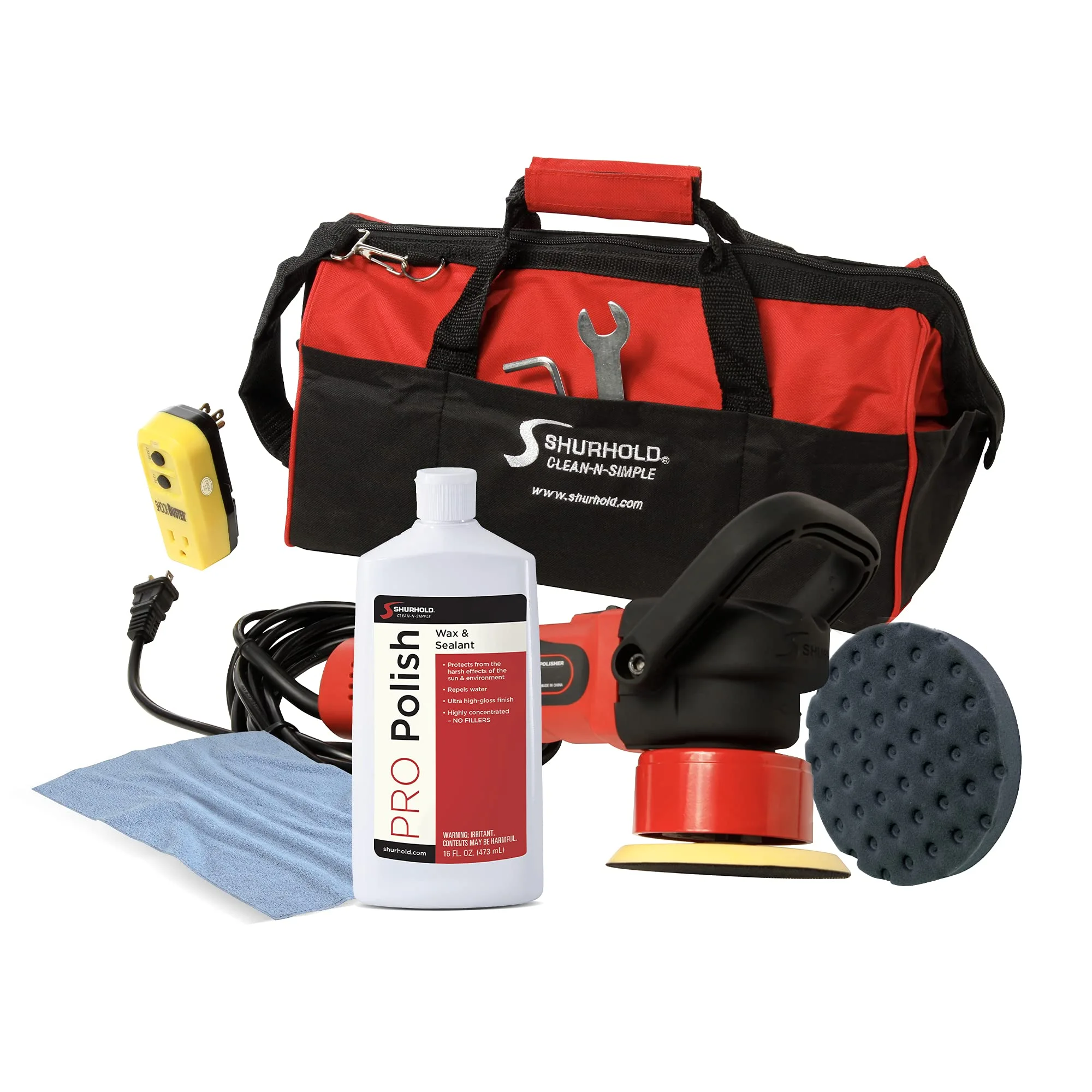 Shurhold 3101 Dual Action Random Orbital Car Boat Buffer Polisher Starter Kit with 16oz Pro Polish Wax & Sealant