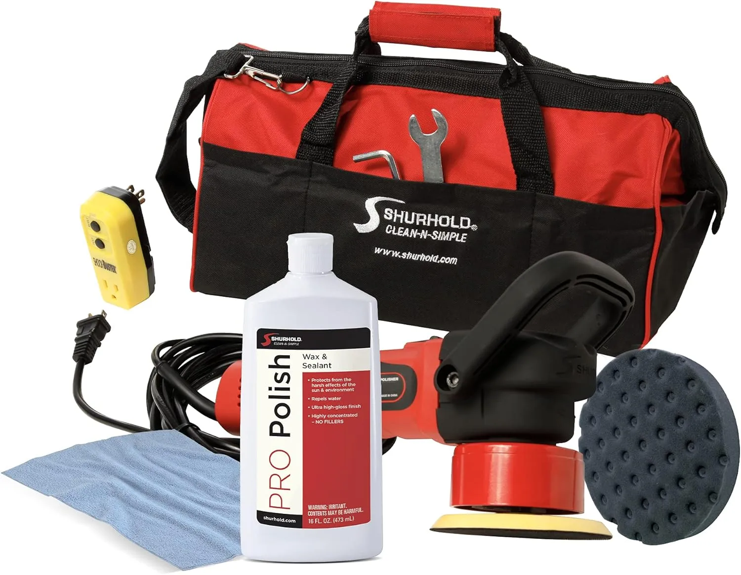 Shurhold 3101 Dual Action Random Orbital Car Boat Buffer Polisher Starter Kit with 16oz Pro Polish Wax & Sealant