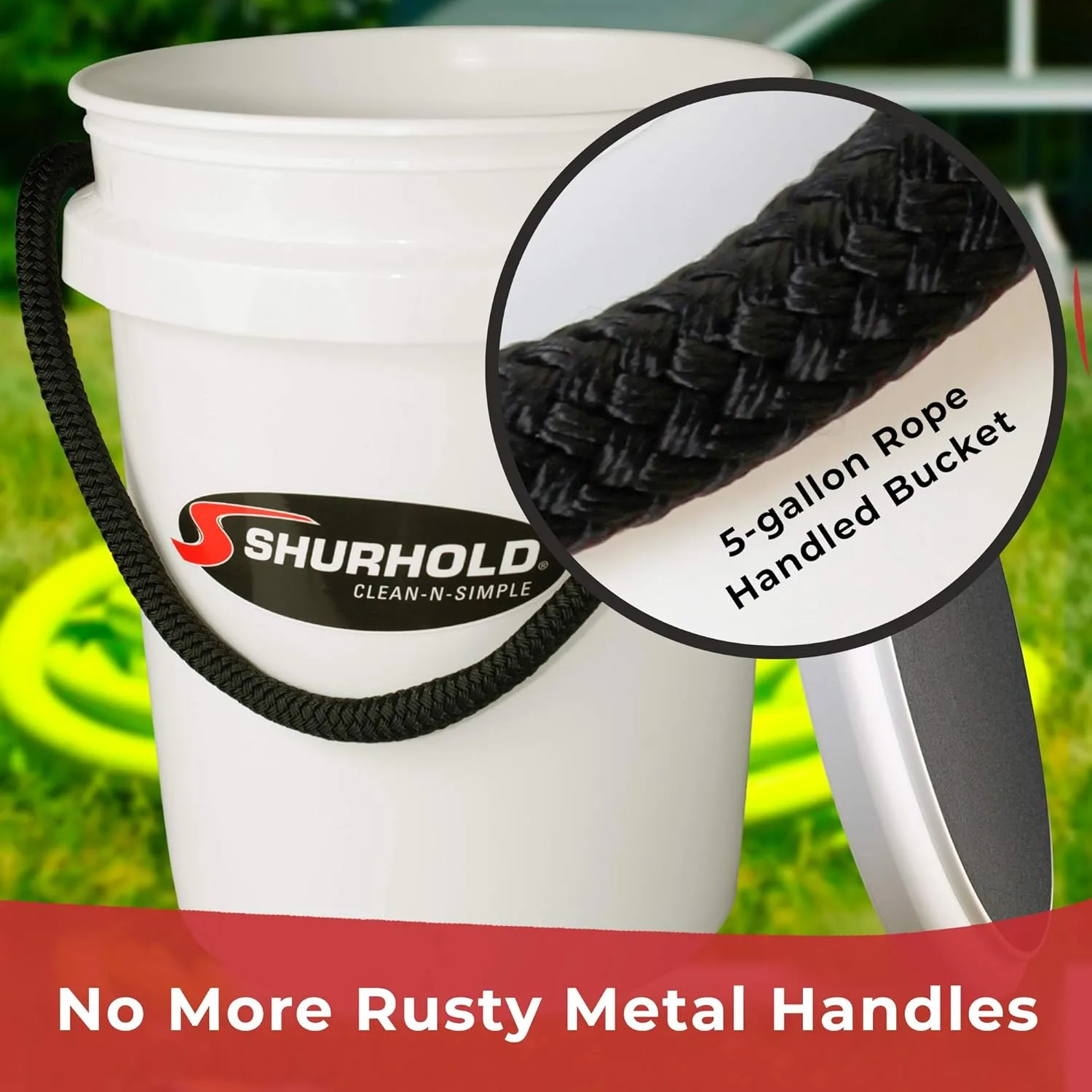 SHURHOLD One Bucket System - 5 Gallon Bucket with Rope Handle, Lid, Caddy & Grate