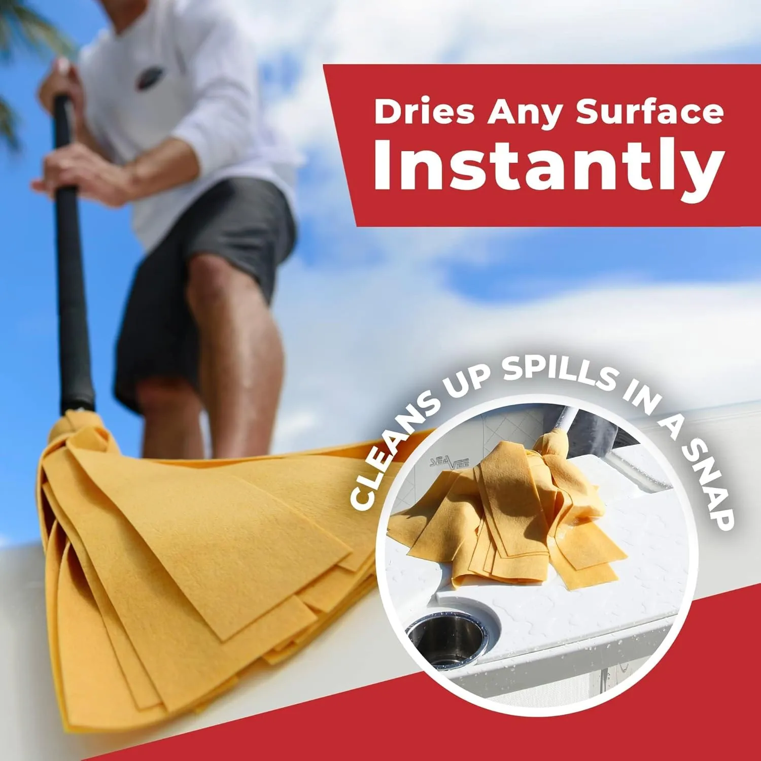 SHURHOLD Deluxe Water Sprite Chamois Heavy Duty Mop with Highly Absorbent 2 7/8" Wide PVA Strips