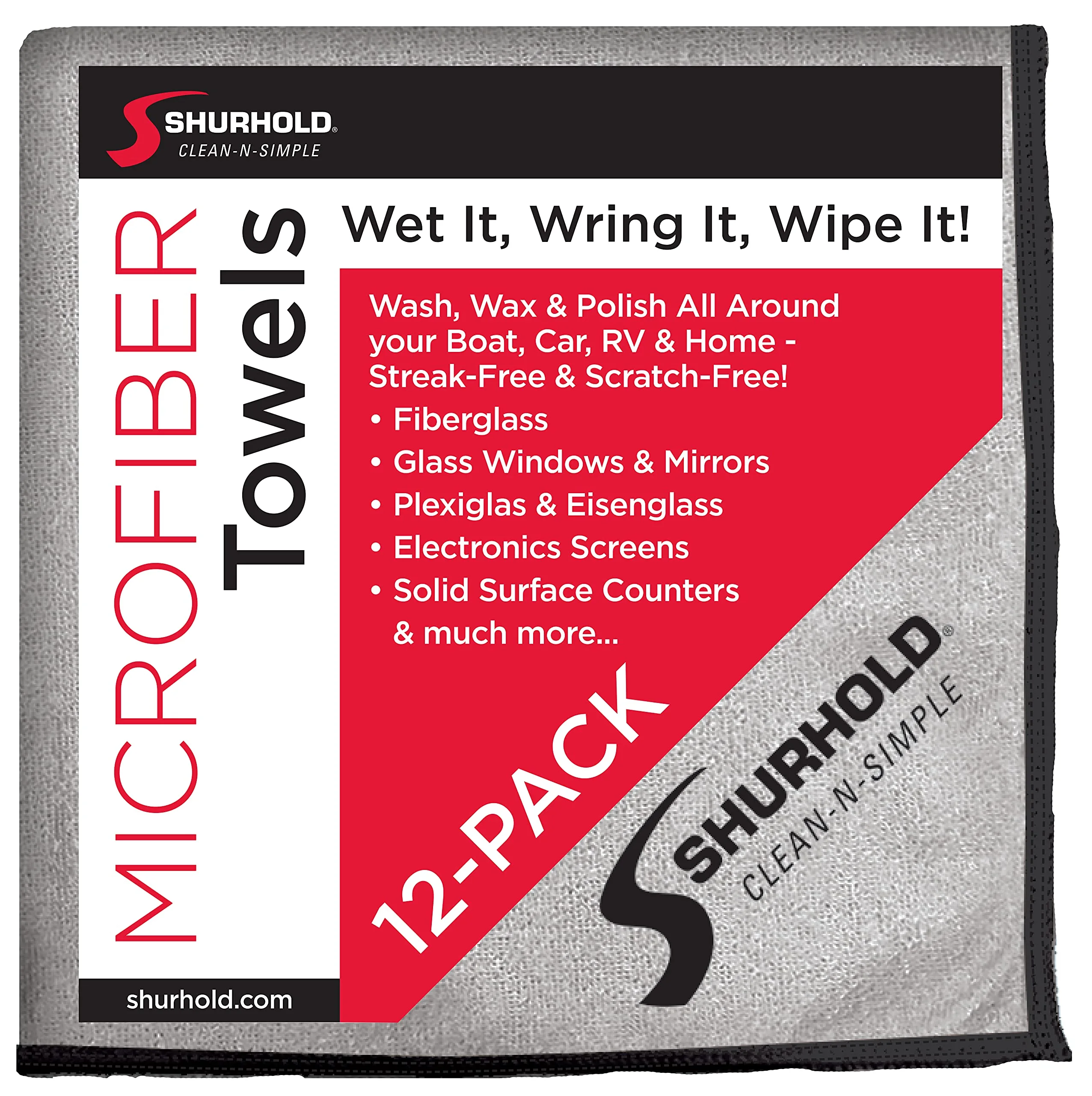 Shurhold Glass & Mirror Microfiber Towels - 12-Pack