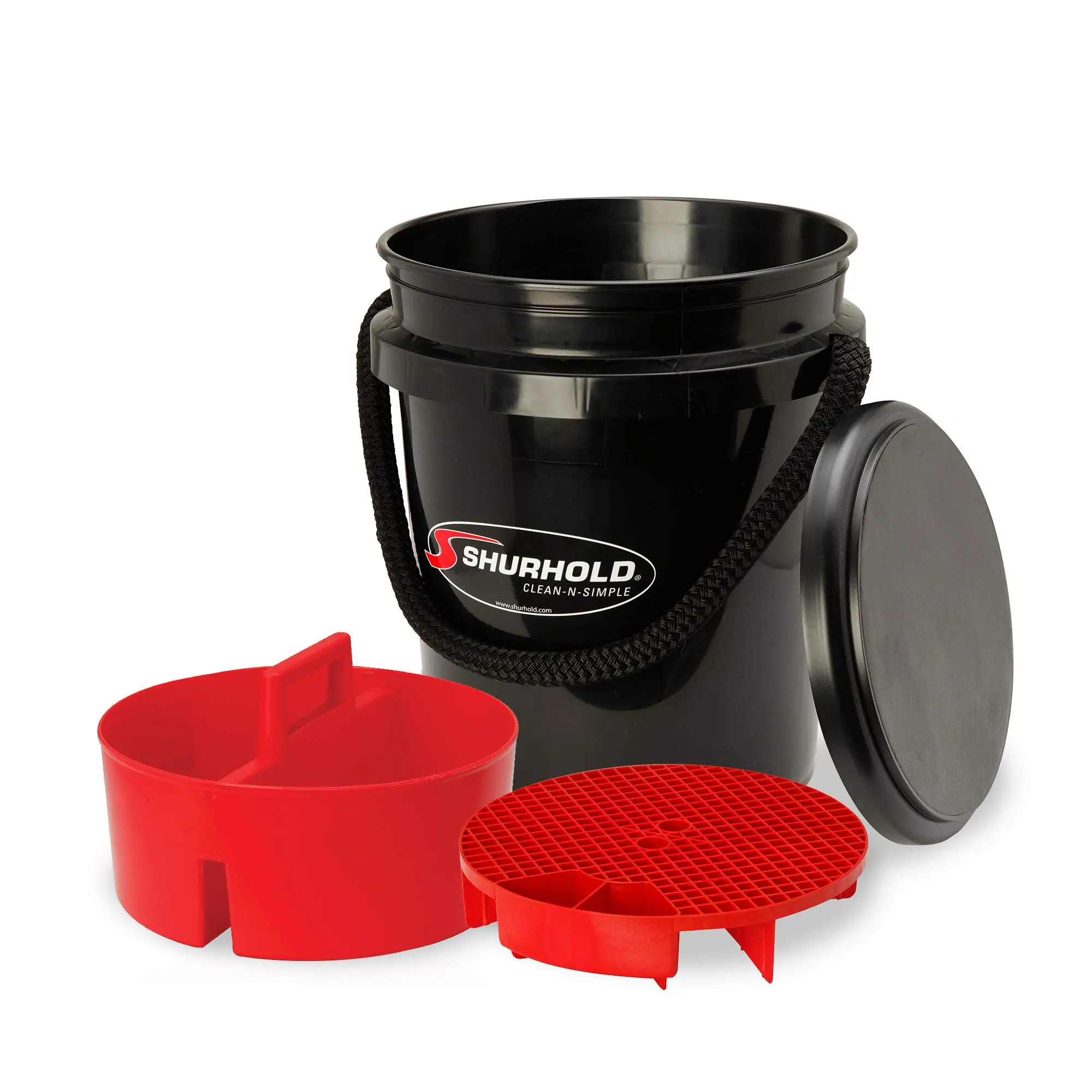 SHURHOLD One Bucket System - 5 Gallon Bucket with Rope Handle, Lid, Caddy & Grate