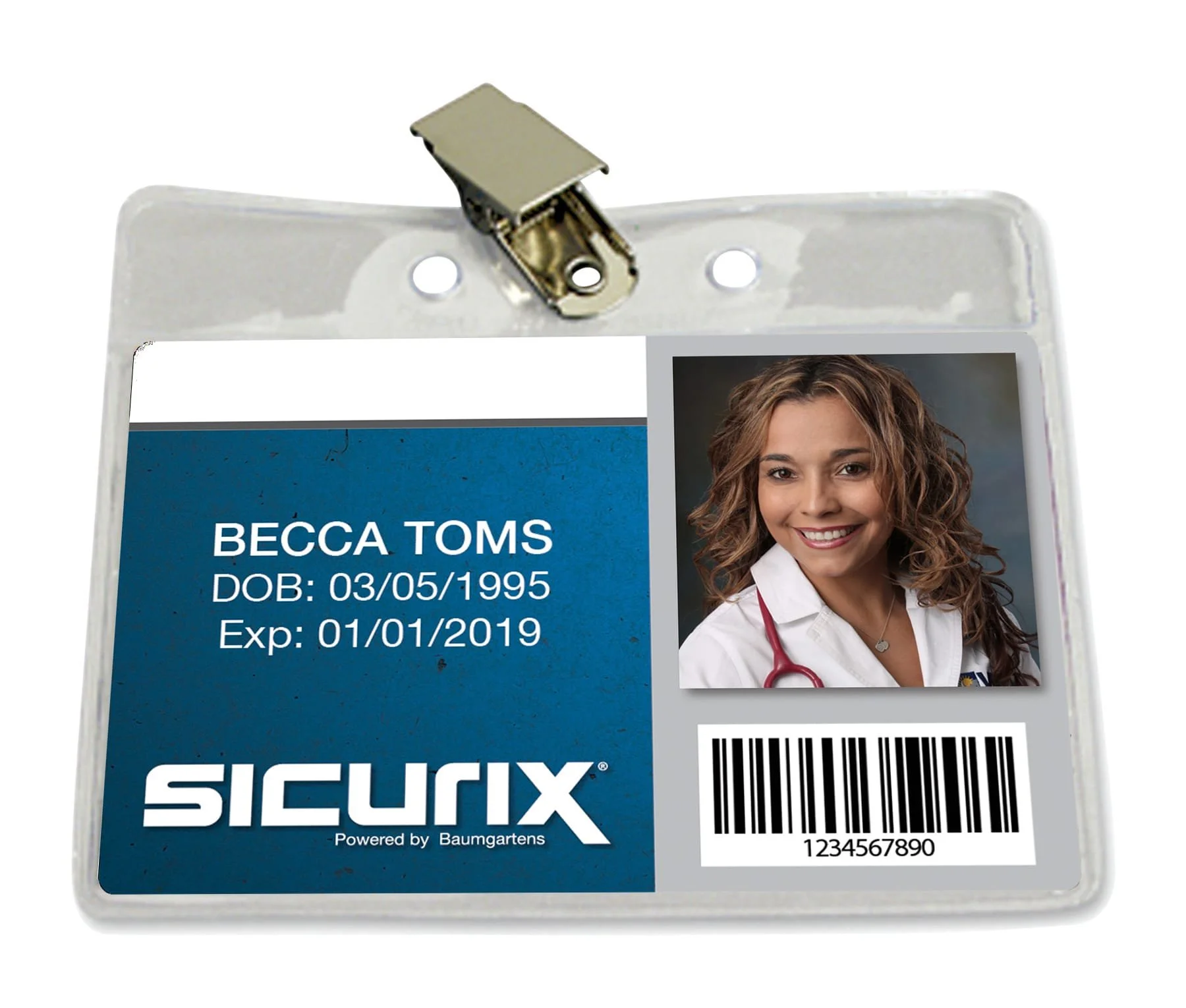 SICURIX Standard Badge Holders, Horizontal, Clip, 50 Pack, Clear