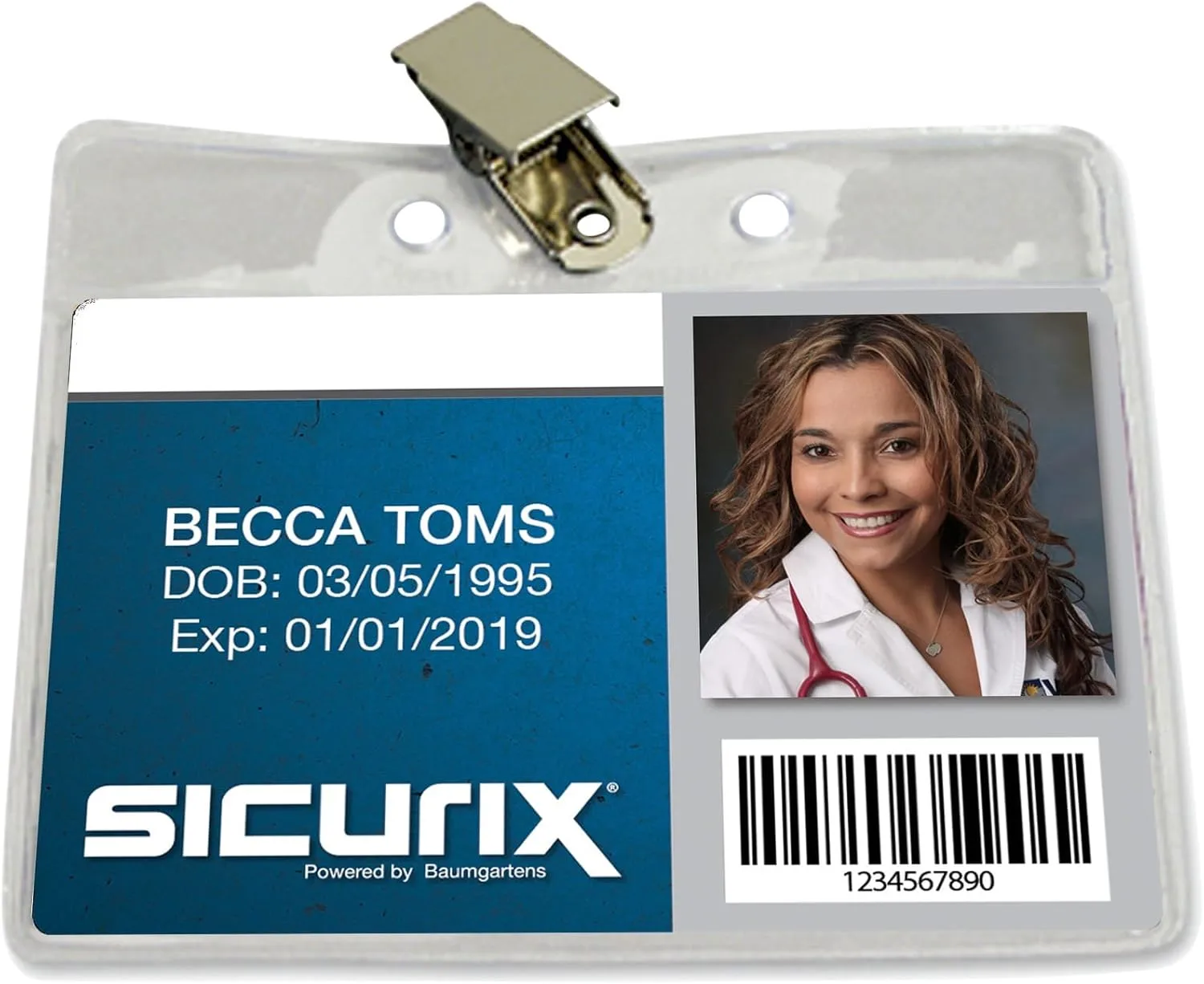SICURIX Standard Badge Holders, Horizontal, Clip, 50 Pack, Clear