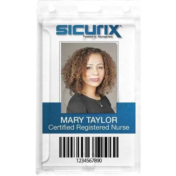 Rigid PC ID Badge Dispensers with Thumb Slot - Vertical - Polycarbonate - 25 / Pack - Clear