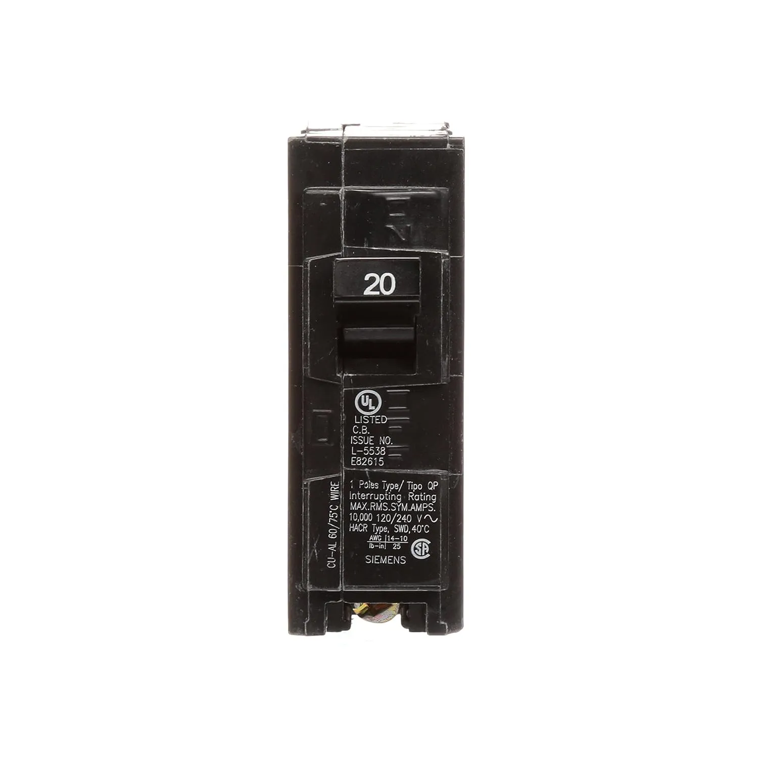 SIEMENS QP Single-Pole Type QP Circuit Breaker 120V Thermal-Magnetic