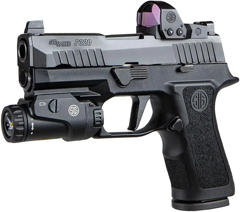 Sig Sauer Foxtrot1X 450 Lumens Compact Durable Tactical Rail-Mounted Handgun Flashlight with Ambidextrous Push-Button Side