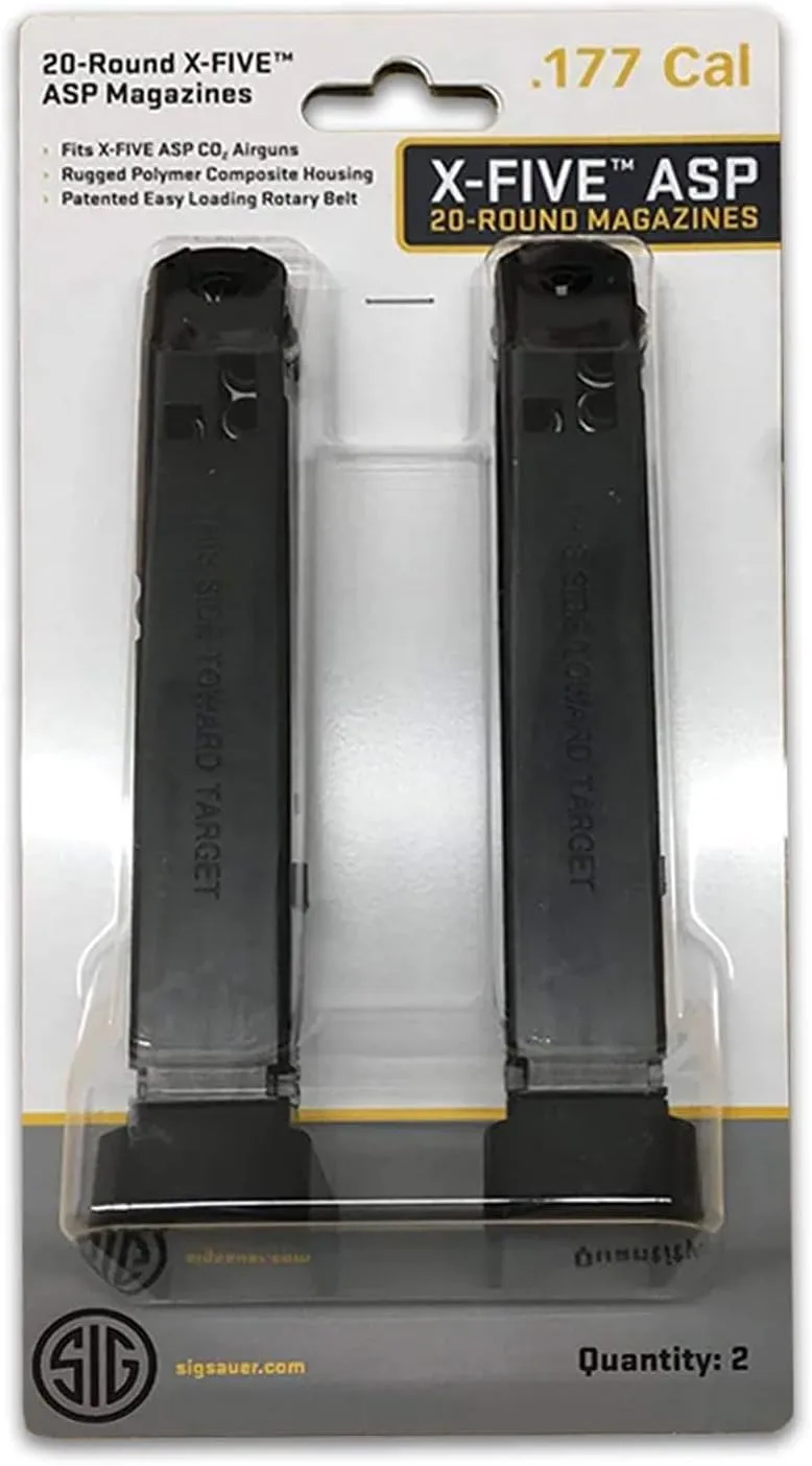 Sig Sauer P226X5 CO2 Air Pistol Magazine .177 Caliber, 20 Rounds - Durable Air Gun Accessory, 2-Pack