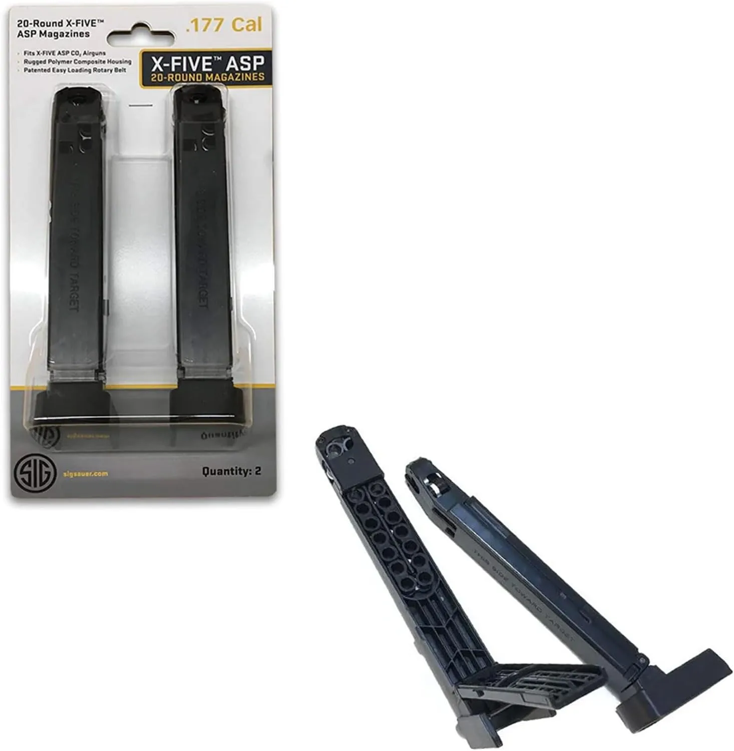 Sig Sauer P226X5 CO2 Air Pistol Magazine .177 Caliber, 20 Rounds - Durable Air Gun Accessory, 2-Pack
