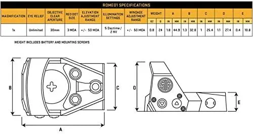 SIG SAUER ROMEO1 1x30mm Miniature Open Reflex Red-Dot Sight