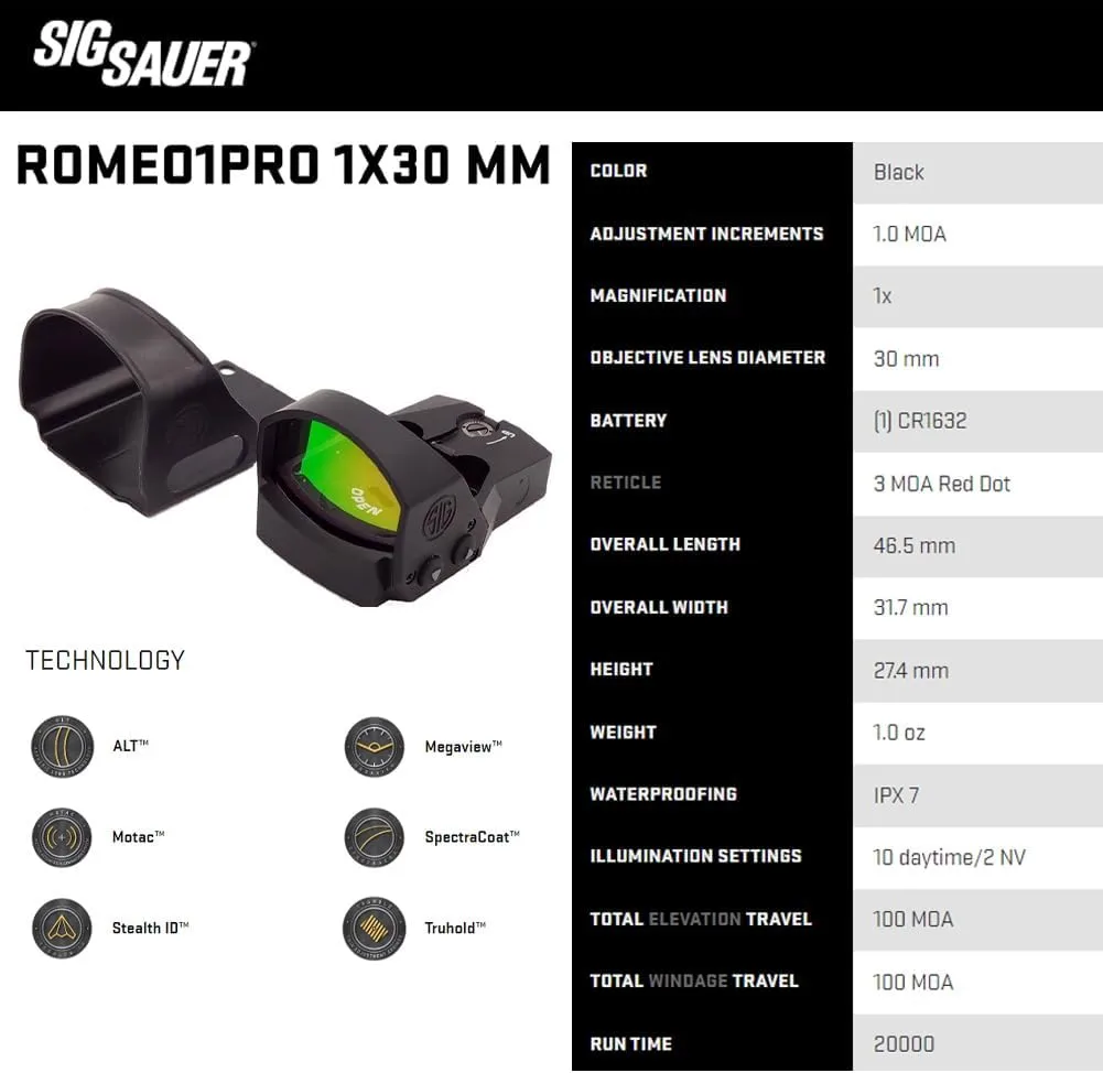 SIG SAUER ROMEO1PRO Open-Reflex Red Dot Sight