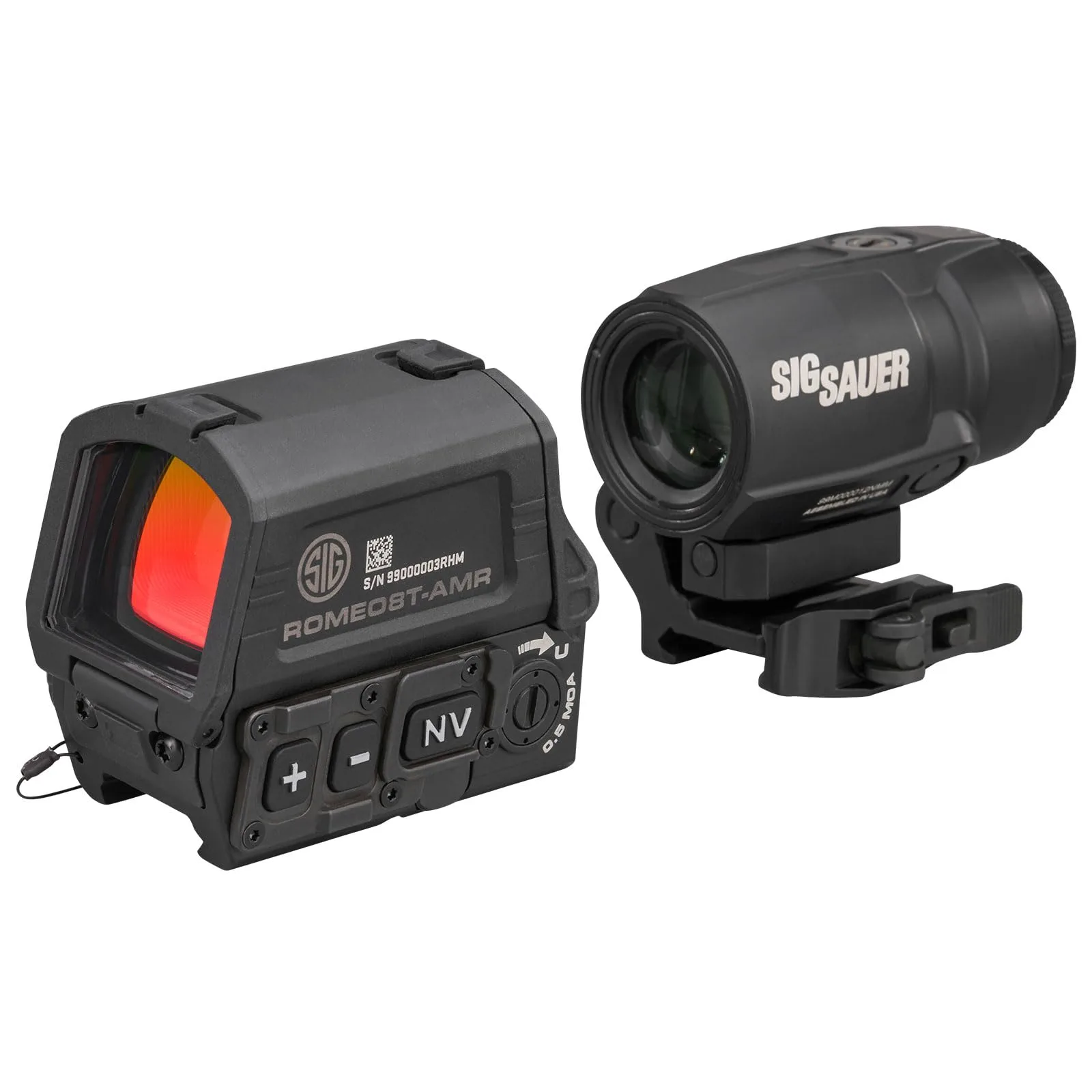SIG SAUER ROMEO8T-AMR 1x40mm Red Dot Sight & JULIET3T-MICRO 3x22mm Magnifier Combo | Waterproof Electro-Optics Kit with QBCD