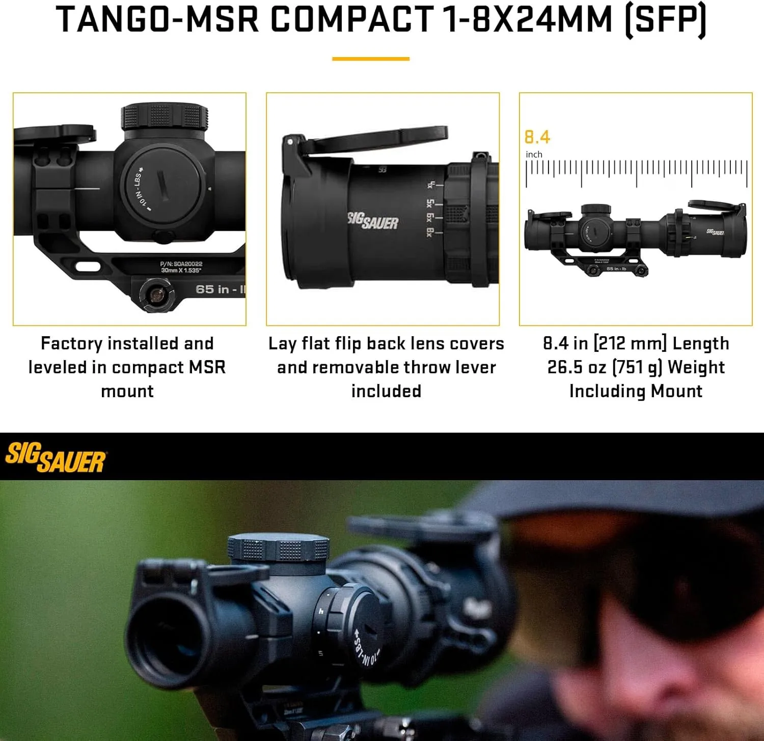 Sig Sauer Tango-MSR Compact LPVO 1-8x24 30mm Maintube Second Focal Plane/F2/SPF Waterproof Shockproof Hunting Scope