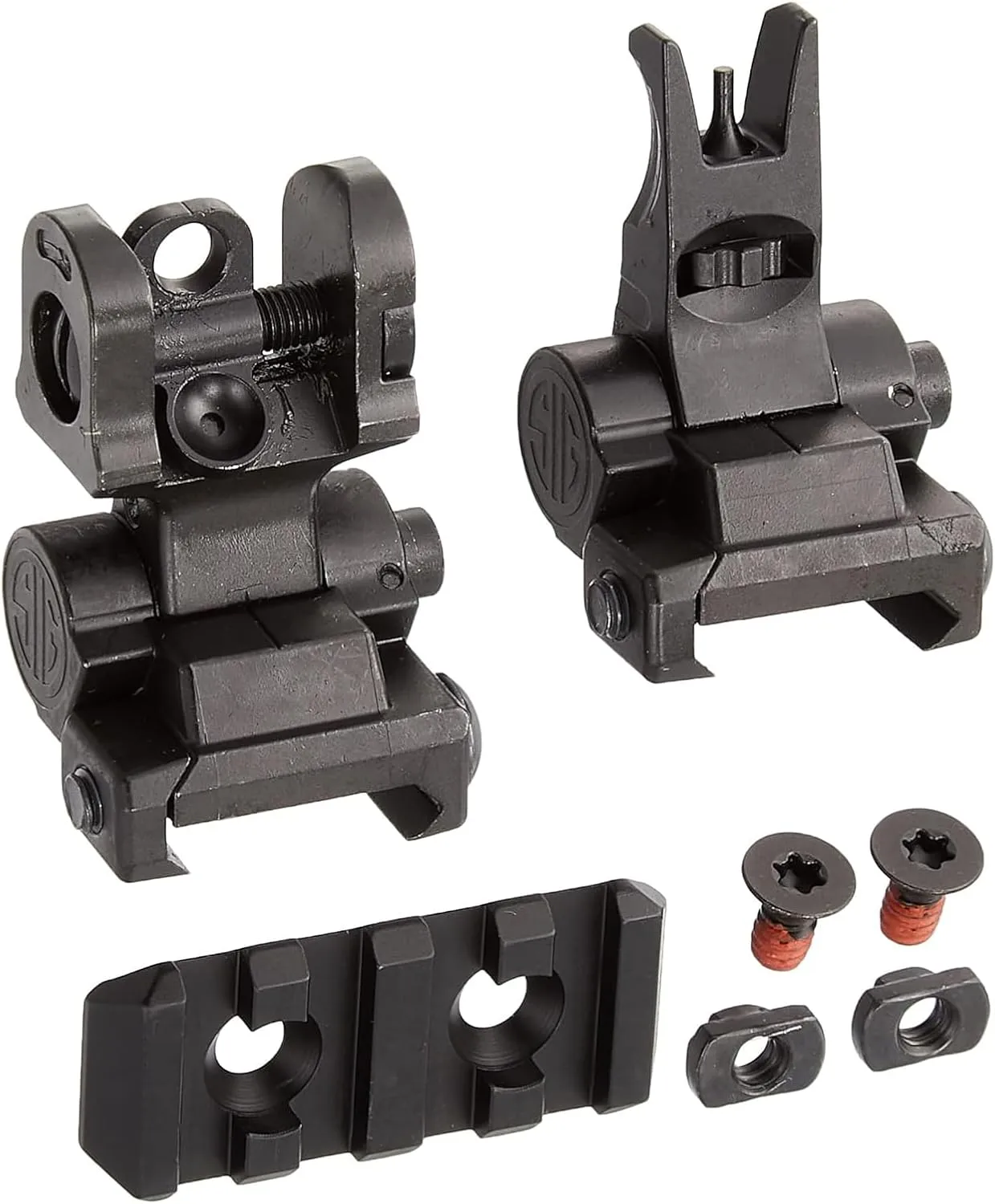 Sig Sauer Hunting Firearm Tread Front and Rear Sight Set, Adjustable Flip-Up Sights for Tread Pick Rail, Dual Aperture