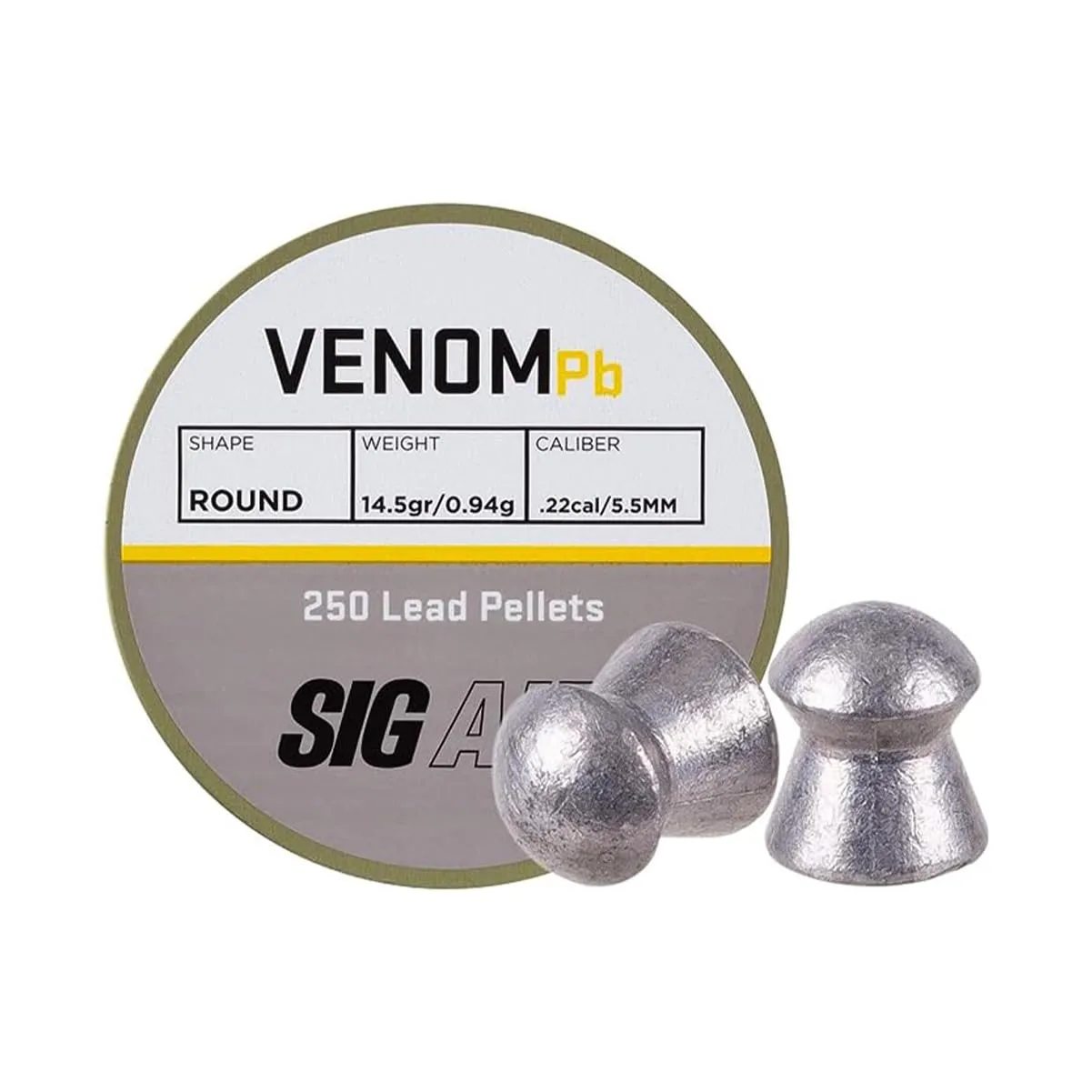 Sig Sauer Venom Lead .22 Pellets | 14.5Gr Round-Topped Air Ammunition for ASP CO2 Airguns, Pellet-Firing Air Pistols