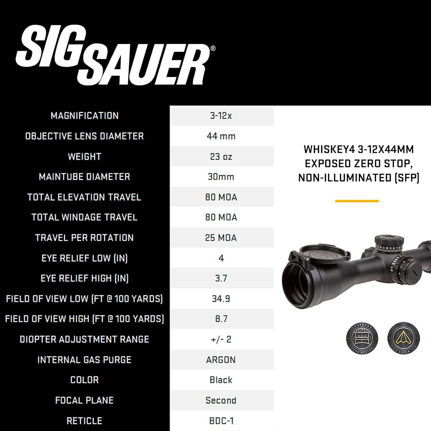 SIG SAUER WHISKEY4 Riflescope with Illuminated Hellfire Reticle