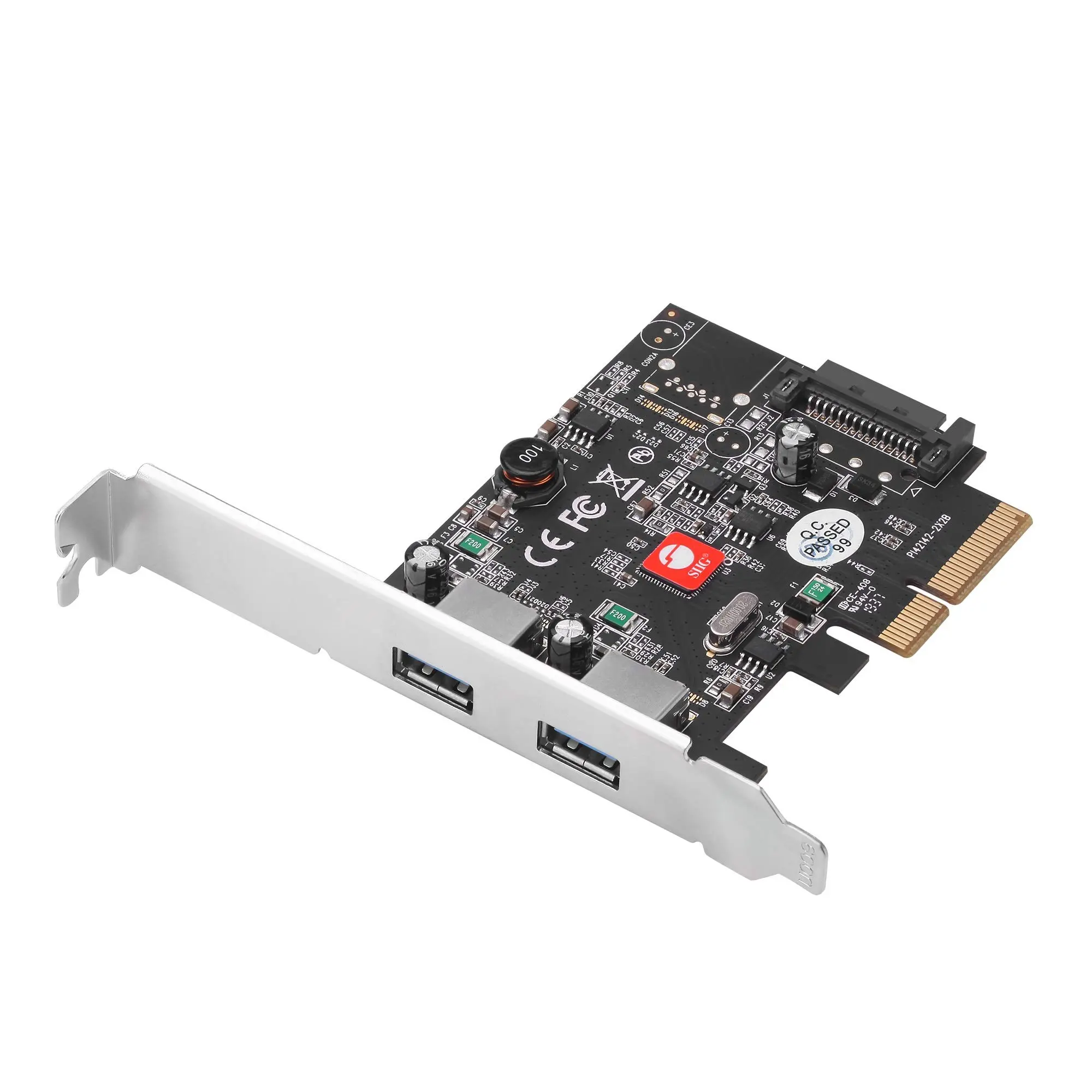 SIIG 2-Port USB 3.1 PCIe Card, PCIe 3.0 x4 to Two USB 3.1 Gen 2 Type-A, 10Gbps & 5V/900mA per Port, UASP, Over-Current Protection, Asmedia ASM3142 Chipset, Dual-Profile Brackets (JU-P20912-S2)