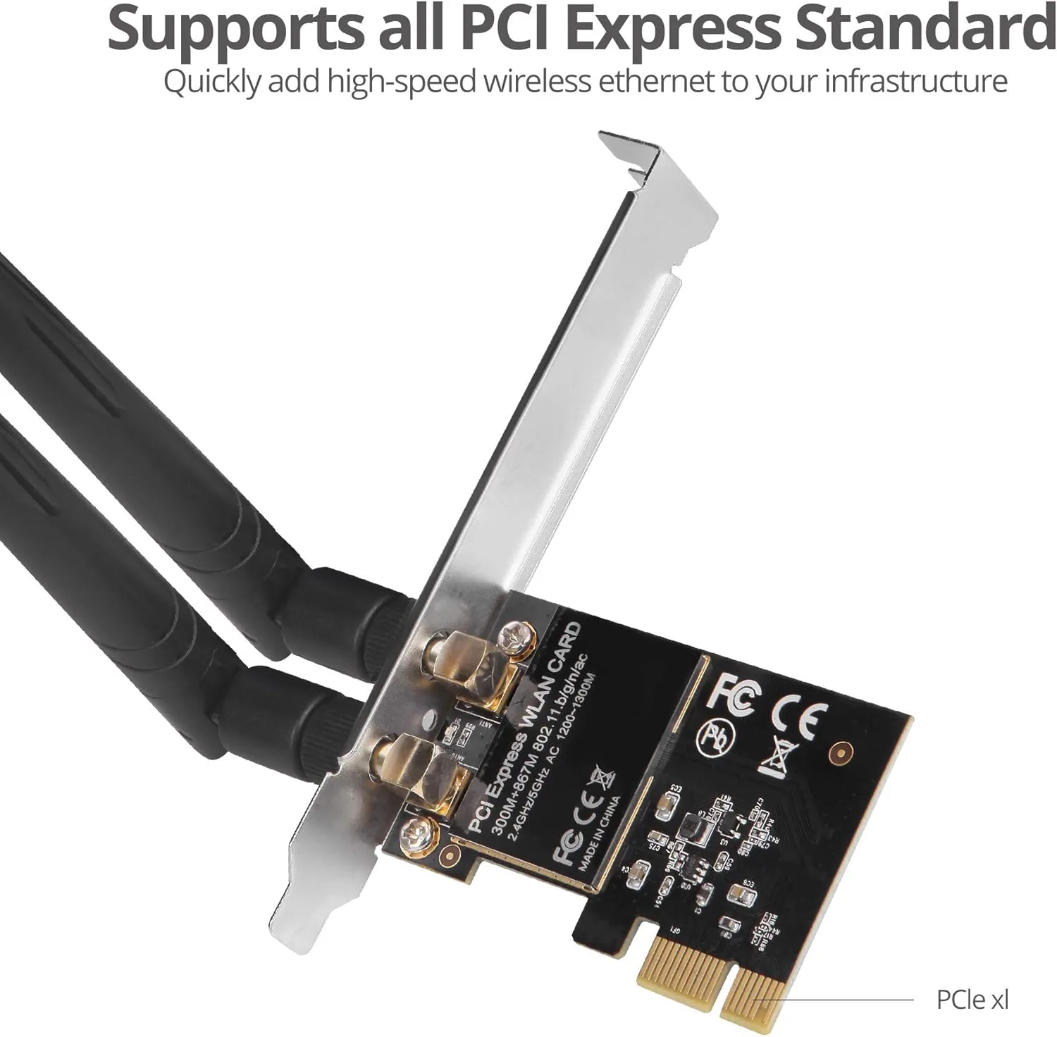 SIIG Wireless 2T2R Dual Band WiFi Ethernet PCIe Card - AC1200 LB-WR0011-S1