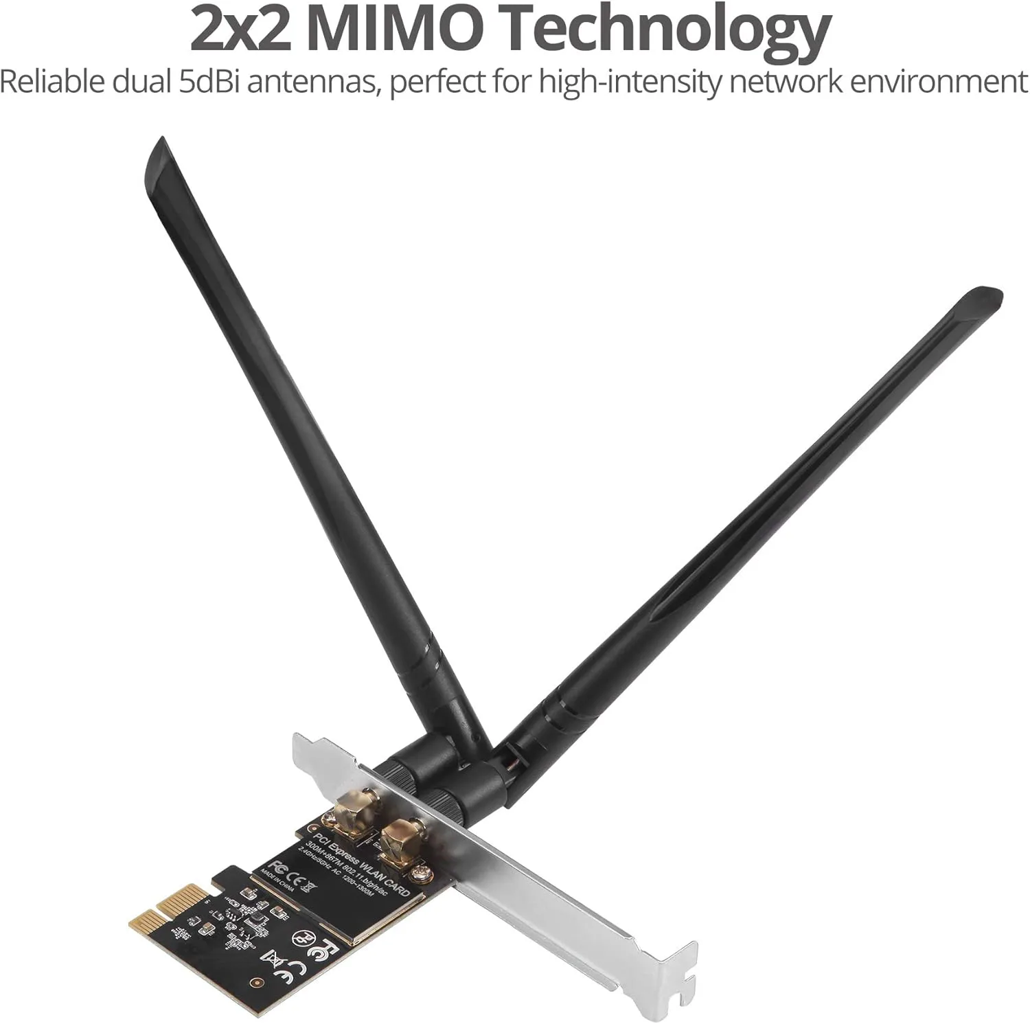 SIIG Wireless 2T2R Dual Band WiFi Ethernet PCIe Card - AC1200 LB-WR0011-S1