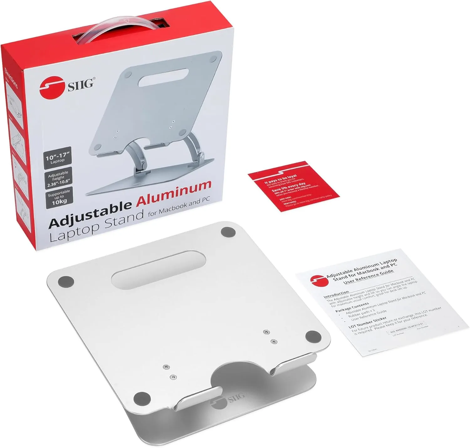 SIIG Adjustable Aluminum Laptop Stand for MacBook and PC