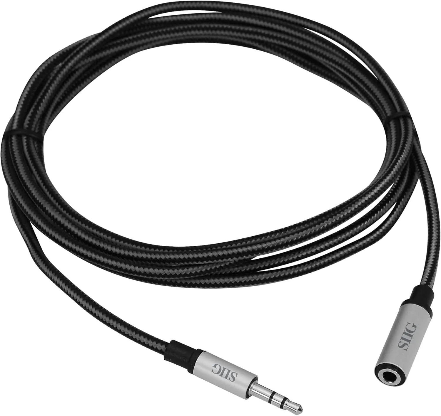 SIIG Fabric Woven Braided Stereo Aux Extension Cable for Smartphones or Tablets, Durable and Tangle-Free, Male to Female